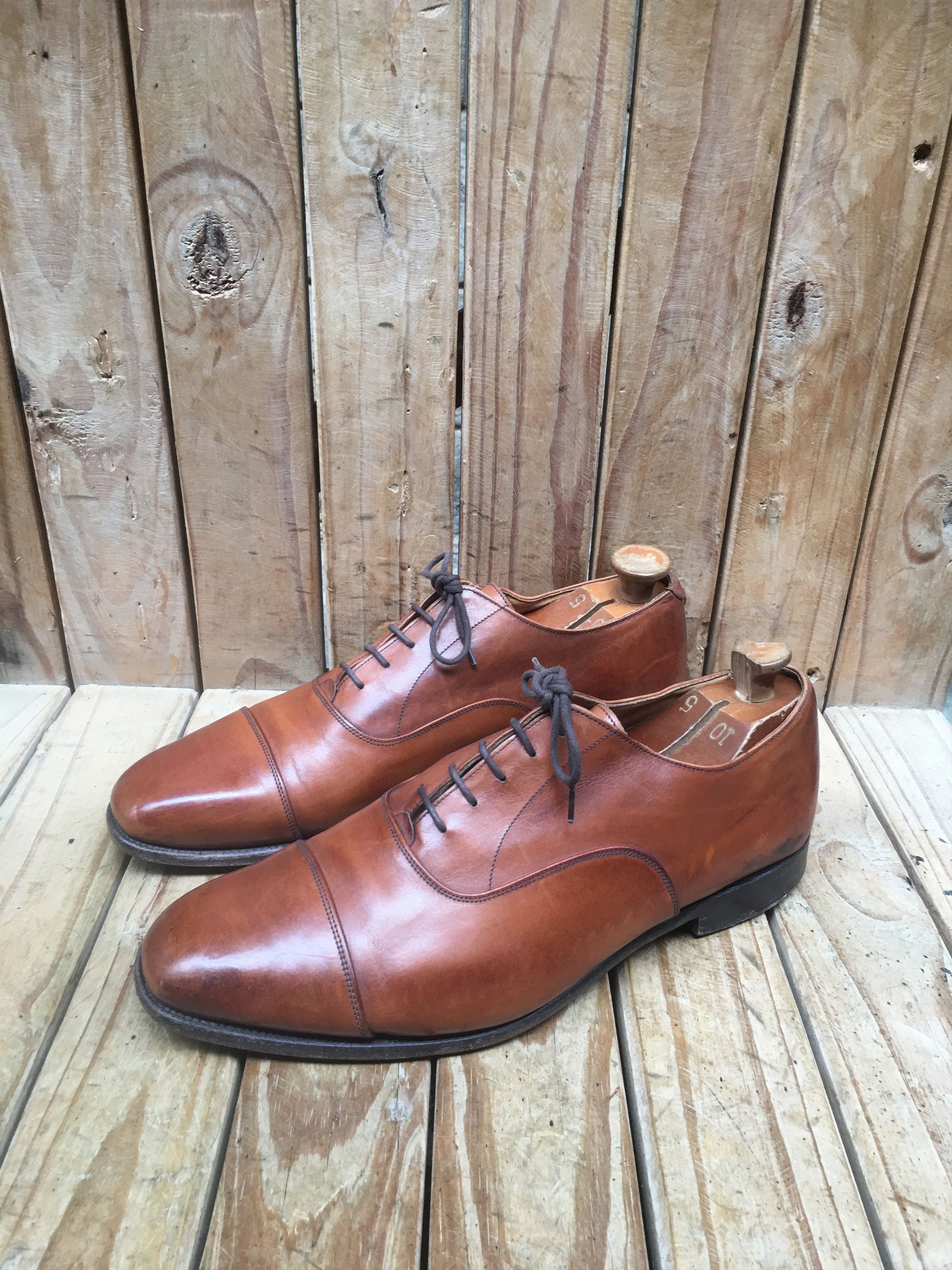Tricker's Tricker's Regent brown plain toe leather shoes Uk 10 Size US 11 / EU 44 - 1 Thumbnail