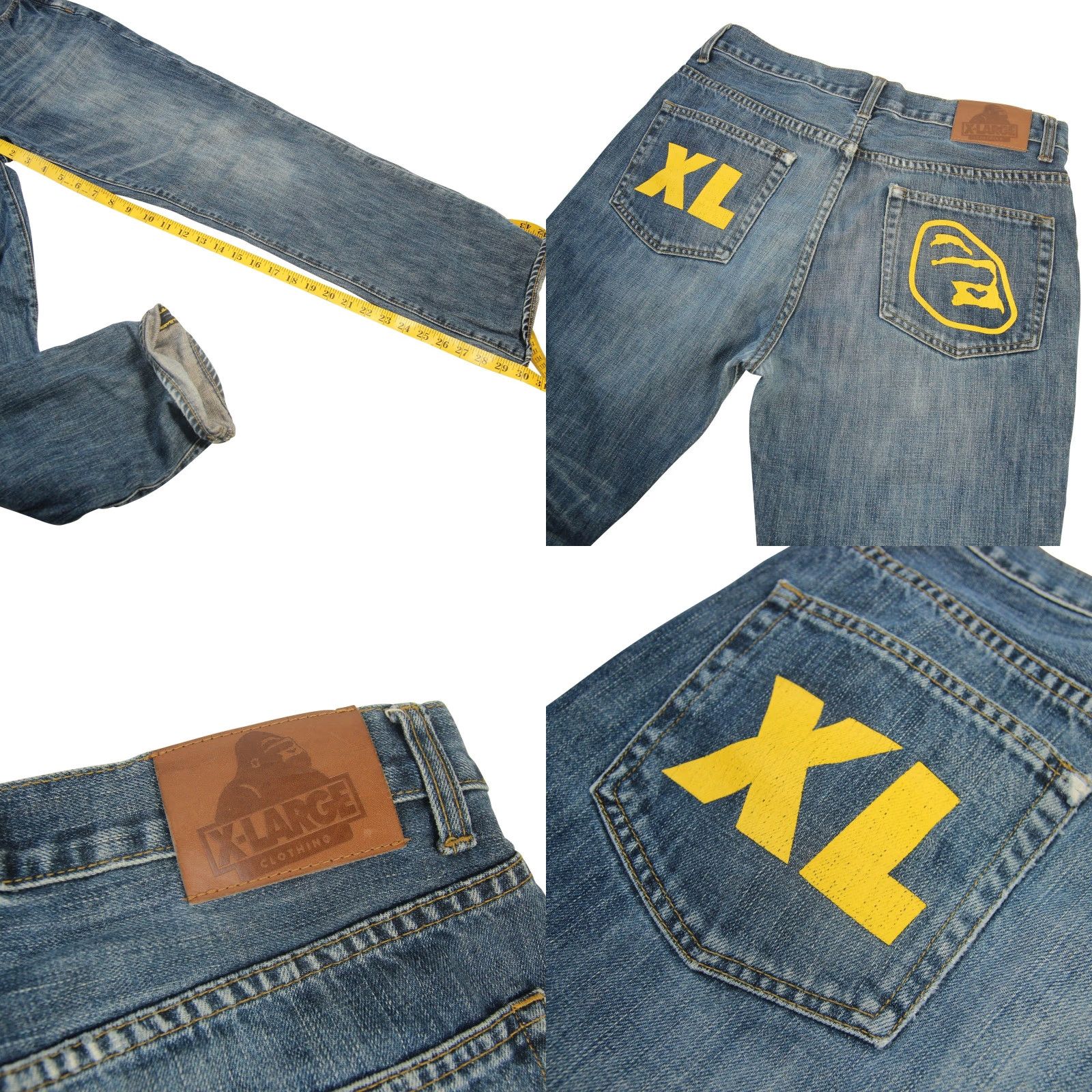 Vintage VINTAGE XLarge Mens Jeans 34x30 Pocket Spellout Blue 90s Streetwear Boys Mens Size US 34 / EU 50 - 8 Thumbnail