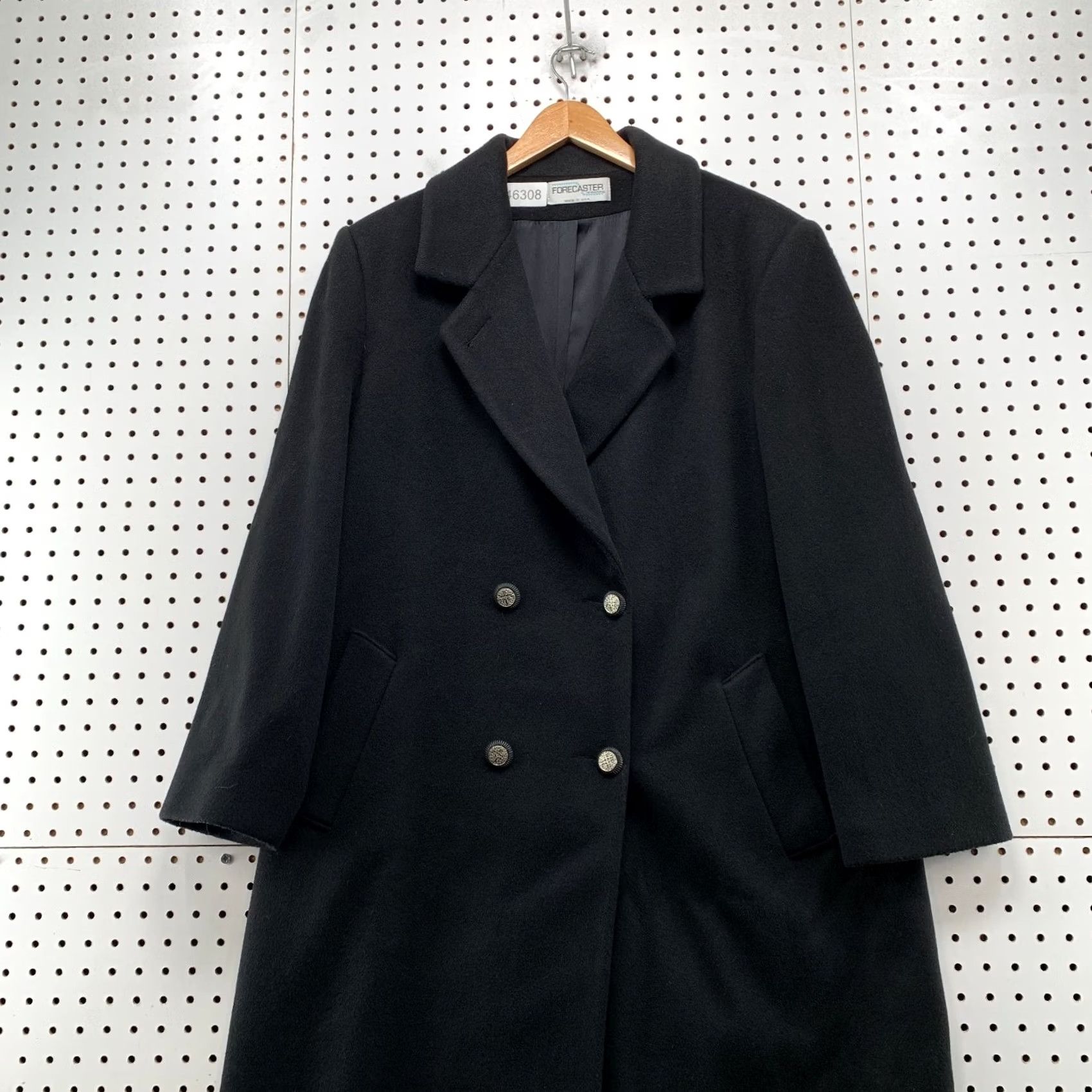 Doublet Vintage Forecaster Boston Wool Overcoat Women 16 Black Double Breasted Made USA Size XXL / US 16-18 / IT 52-54 - 6 Thumbnail