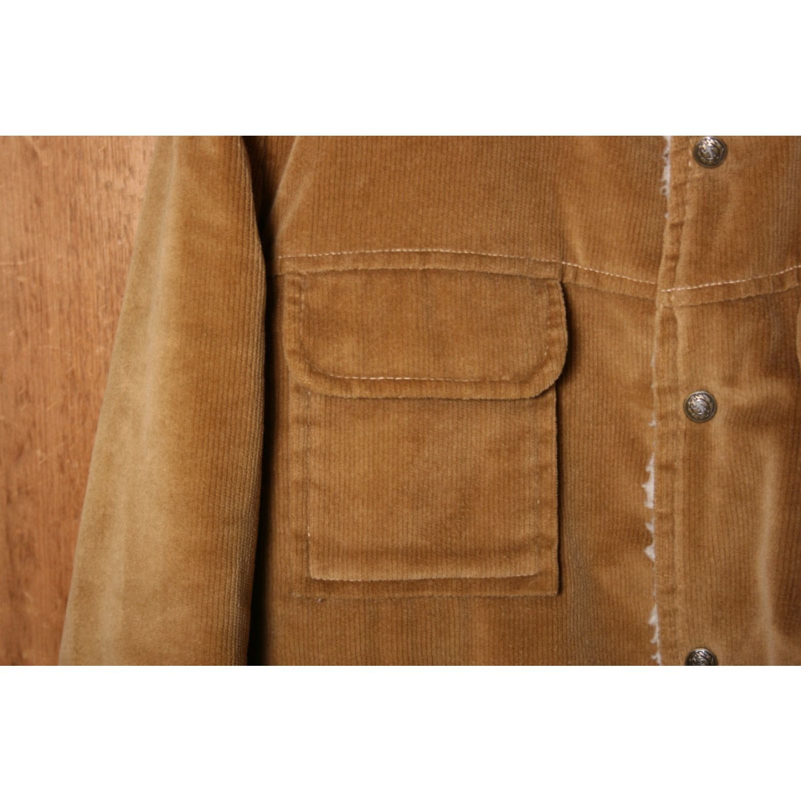 Vintage VINTAGE William Barry Tan Corduroy Sherpa Lined Snap Button Ranch Jacket Sz. 42 Mens Jacket Size US XS / EU 42 / 0 - 3 Thumbnail