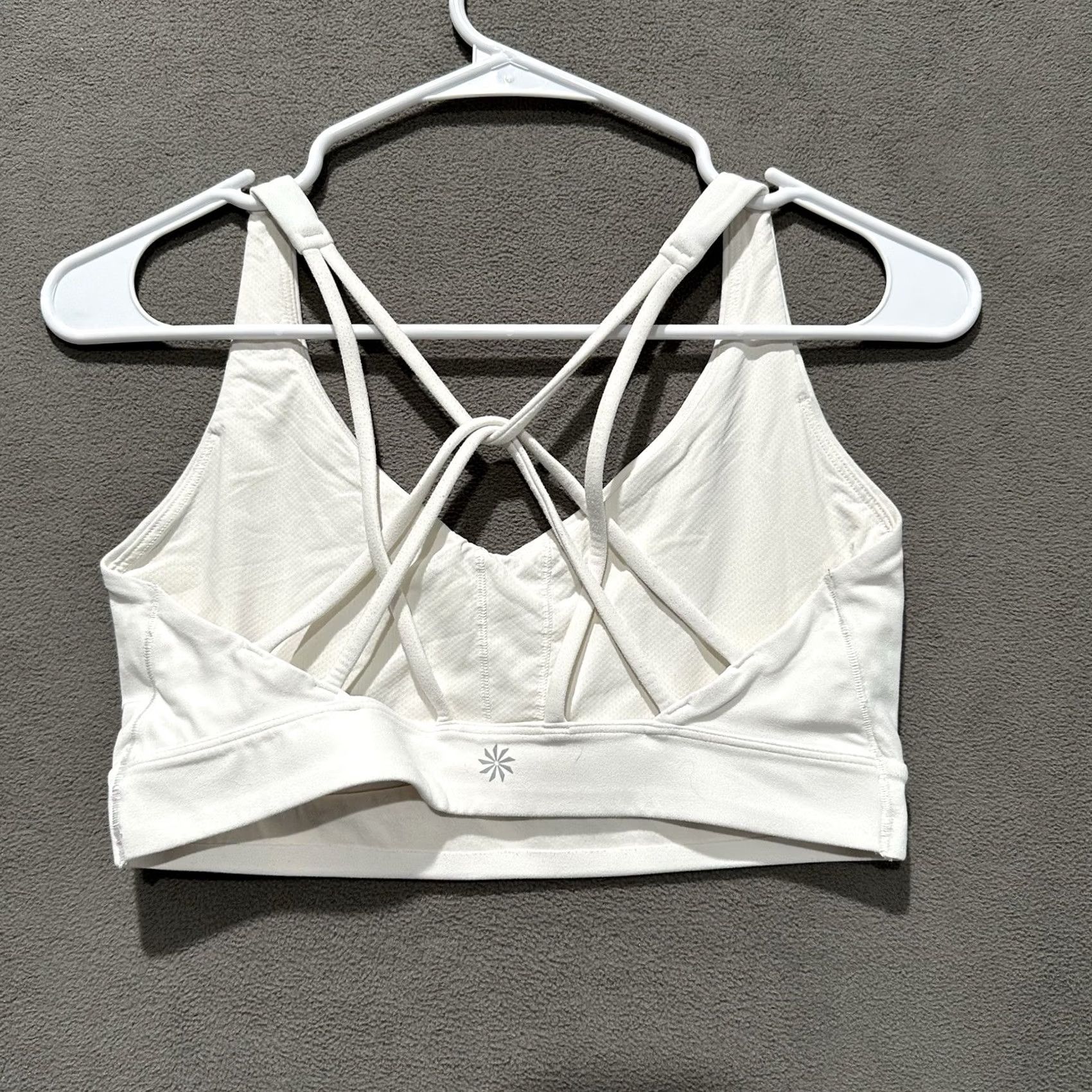 Athleta Athleta Solace Sports Bra Womens Size S White Strappy Crossback Nylon Blend Wireless EUC Size ONE SIZE - 2 Thumbnail