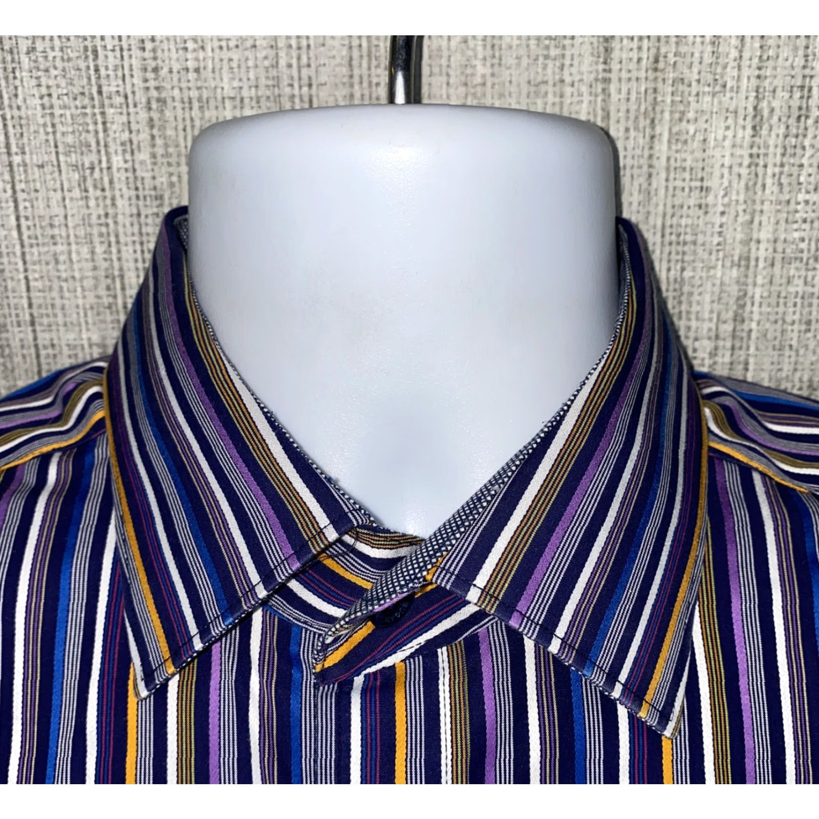 BUGATCHI Bugatchi Uomo Shirt Mens Button Front Long Sleeve Striped Multi Color Size M Size US M / EU 48-50 / 2 - 3 Thumbnail