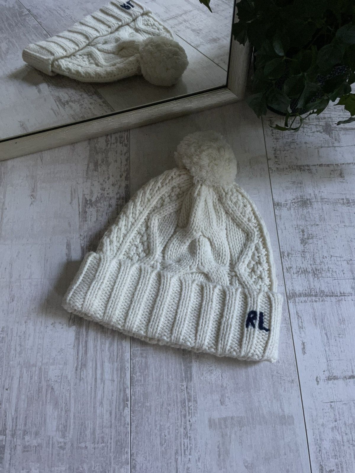 Polo Ralph Lauren × Ralph Lauren Vintage Polo Ralph Lauren RL Knit White Hat RARE Size ONE SIZE - 1 Thumbnail