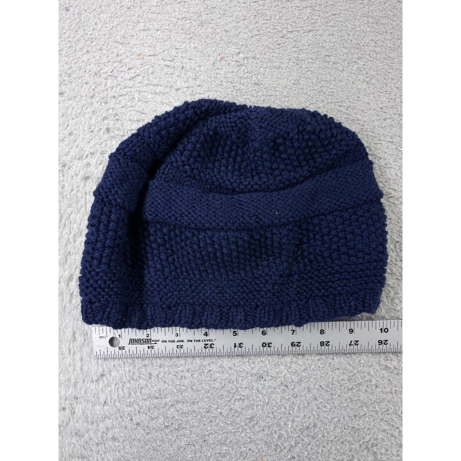 Vintage Beanie Toque Adult One Size Blue Knit Cotton Acrylic Blend Snow Winter Ski Hat/Cap Mens Beanie Blue Ski Theme 90s? Size ONE SIZE - 2 Thumbnail