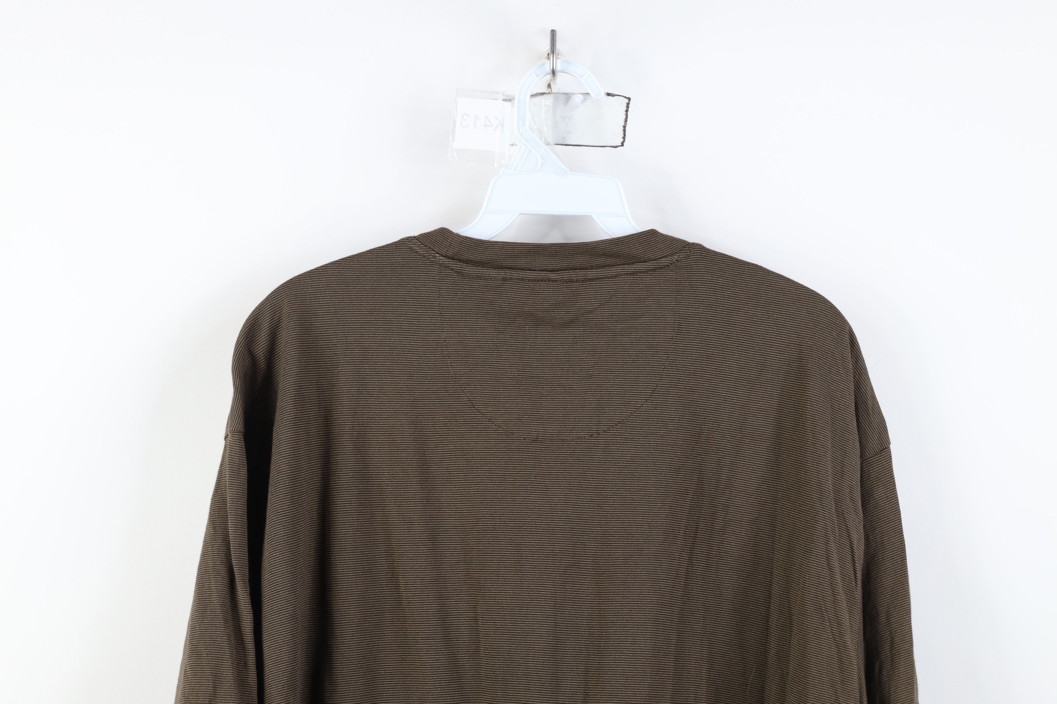 Vintage Vintage 90s Y2K Streetwear Blank Striped Knit T-Shirt Brown Size US XXL / EU 58 / 5 - 10 Thumbnail