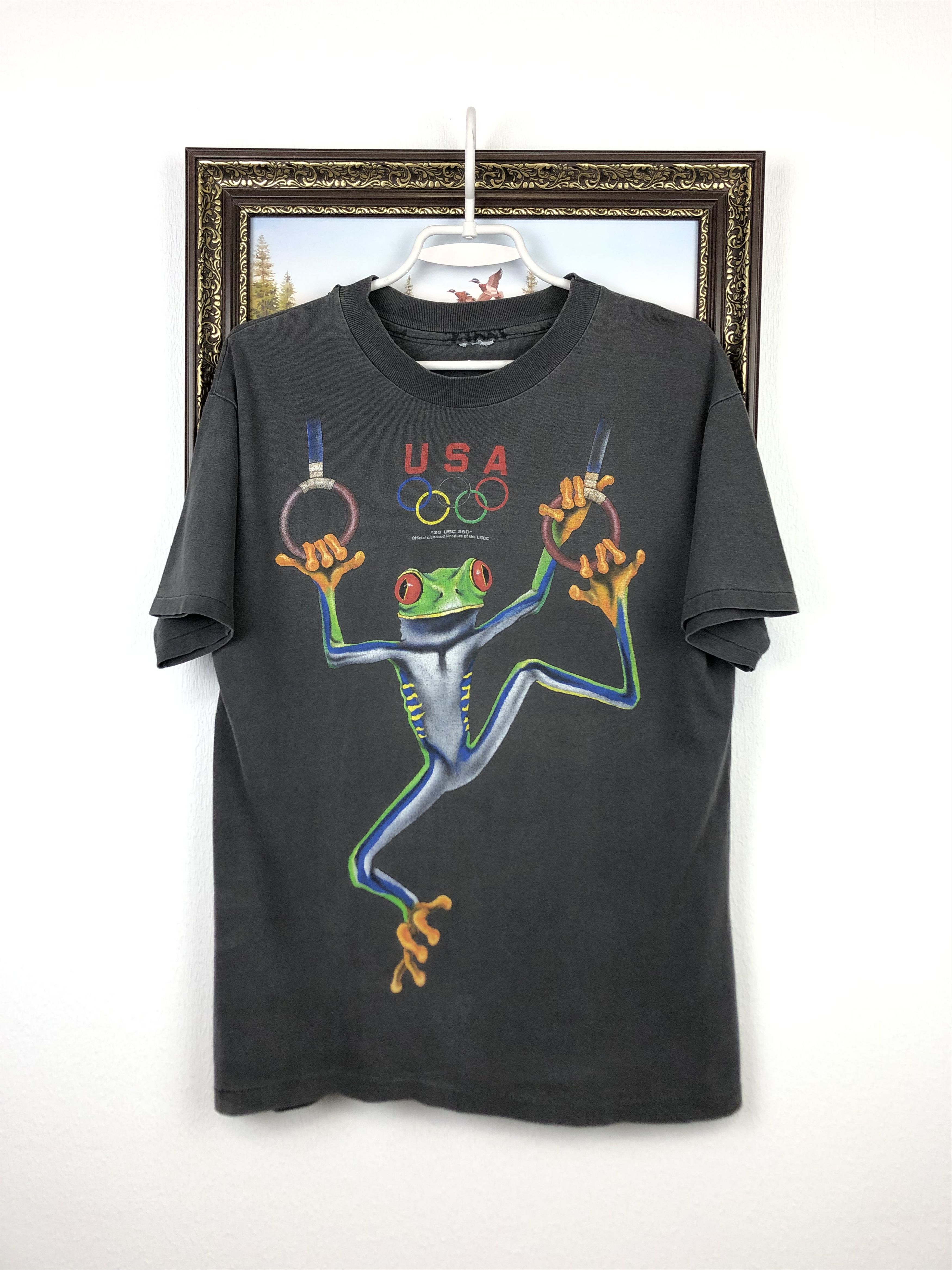 Vintage Vintage 90's Atlanta Olympics 1996 Gymnastics Frog Shirt Tee Size US M / EU 48-50 / 2 - 1 Thumbnail