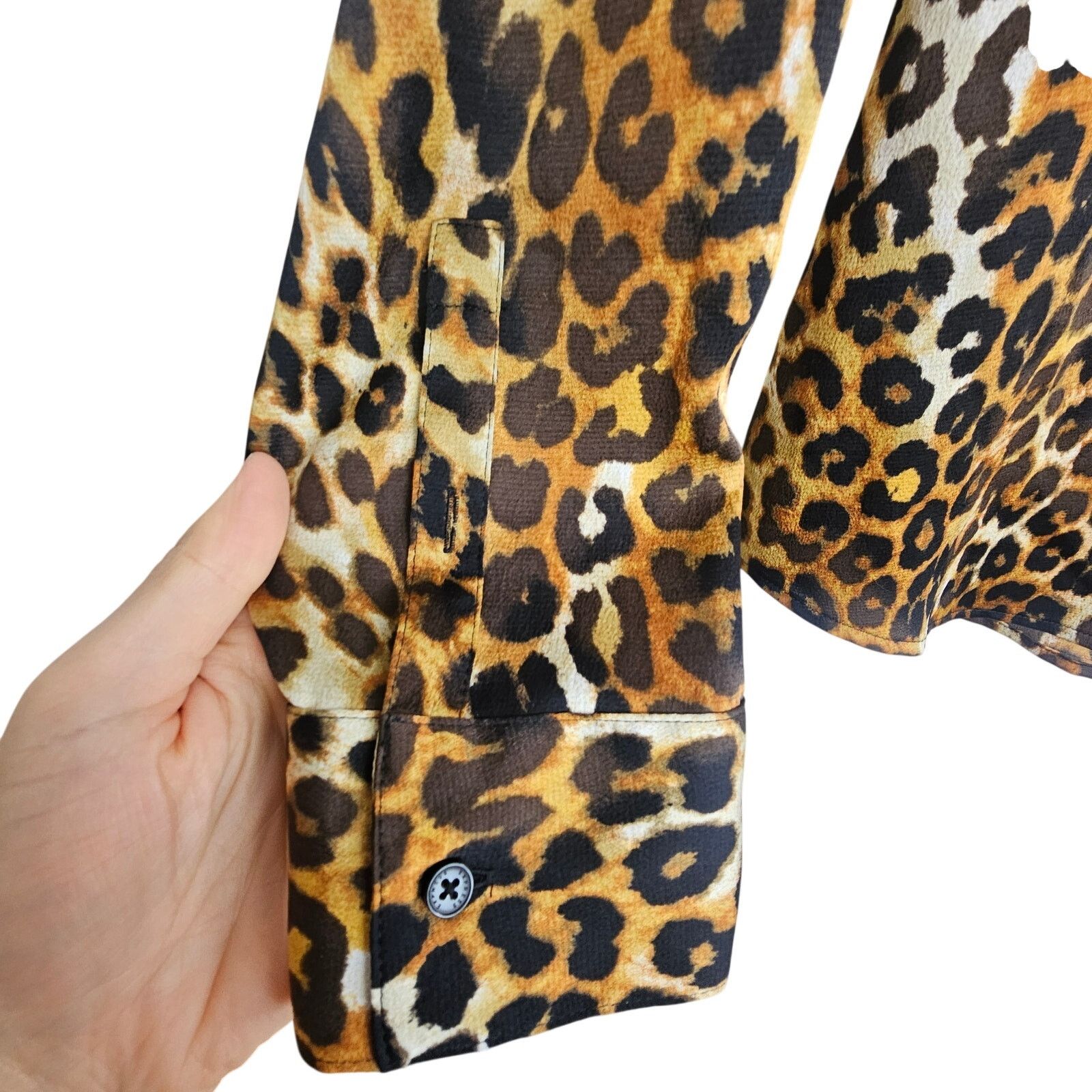 Express Express Womens Leopard Print Portofino Shirt Sz M Slim Fit Size M / US 6-8 / IT 42-44 - 4 Thumbnail