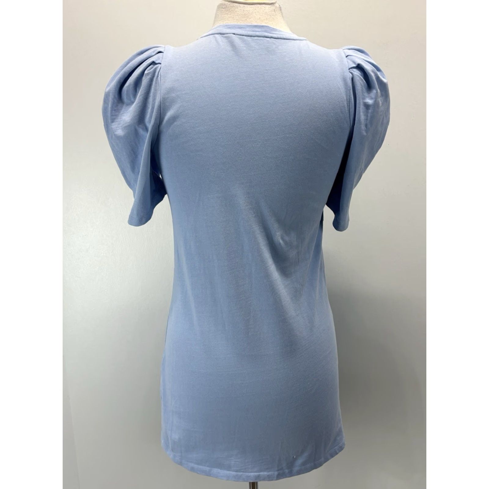 Vintage Pomander Place Stella Dress Women XS Blue Short Puff Sleeve A-Line Casual Size 26" / US 2 / IT 38 - 3 Thumbnail