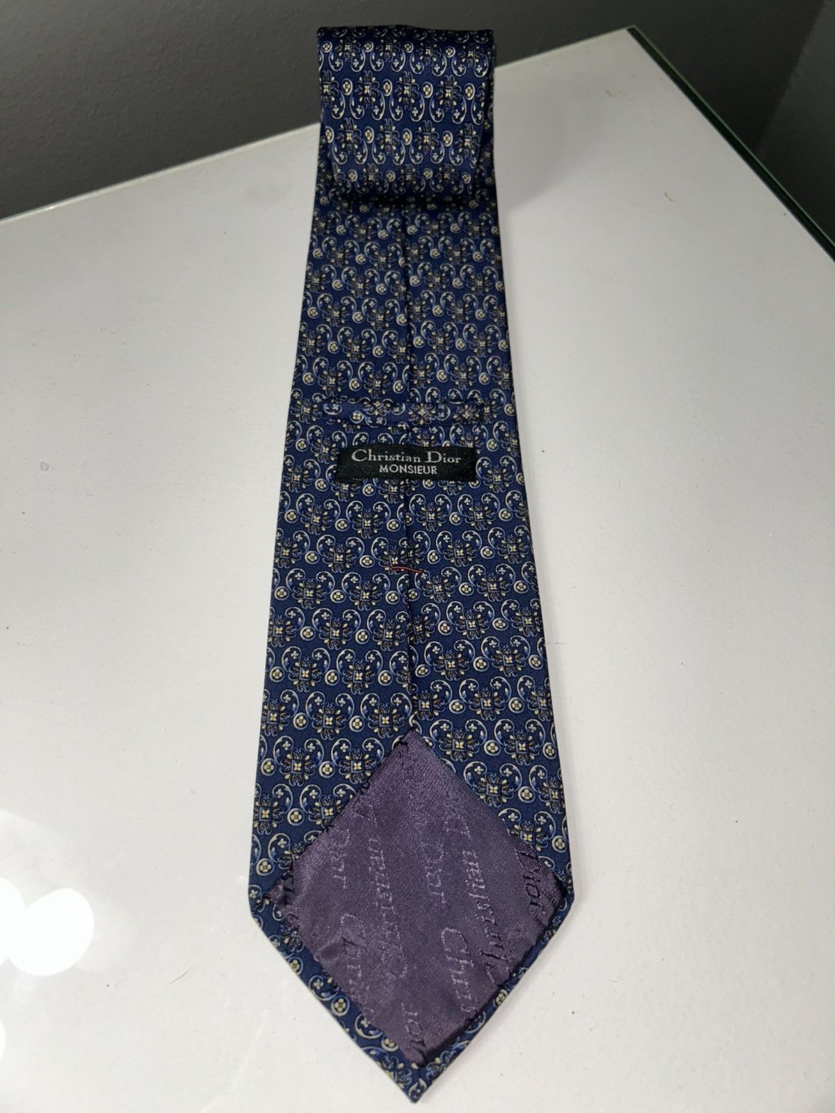 Christian Dior Monsieur Vintage Christian Dior Monsieur Blue Paisley Men's Silk Tie Size ONE SIZE - 5 Thumbnail