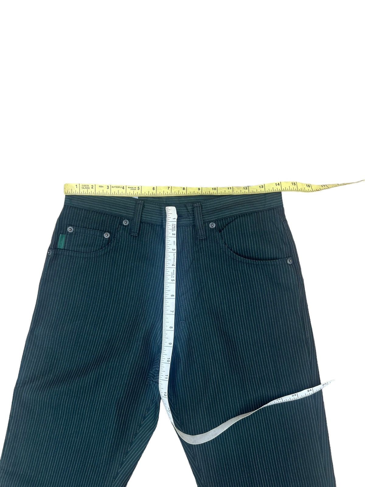 Vintage Paul Smith Jeans Shiny Dark Green Striped Pant Size US 28 / EU 44 - 2 Thumbnail