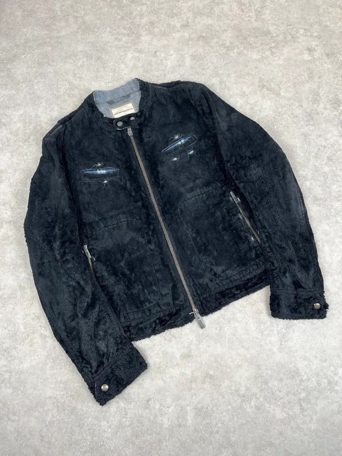 Emporio Armani AW2005 Emporio Armani Black Fleece & Denim Hybrid Jacket Size US L / EU 52-54 / 3 - 7 Thumbnail