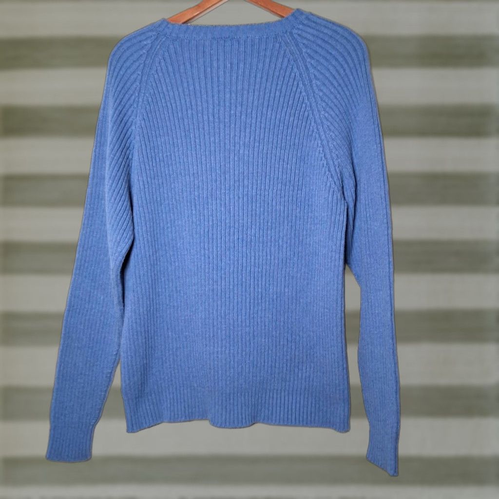 Lands' End VINTAGE Lands' End Sweater Men XL Blue Ribbed Knit Crewneck Cotton USA Made Classic Pullover Office Wear Buttons? (No, avoid extra words) Size US XL / EU 56 / 4 - 1 Thumbnail