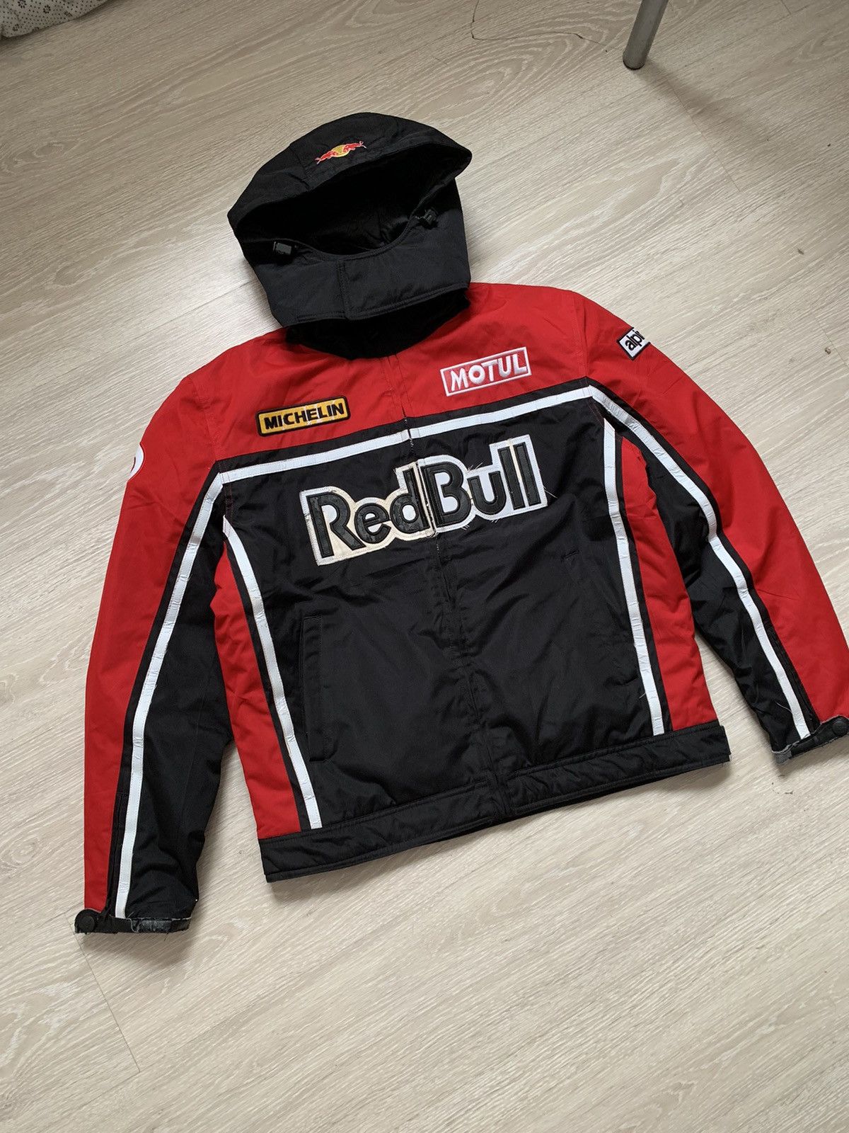 image of Leather Jacket x Racing Red Bull Moto Racing Jacket Vintage, Men's (Size Large)