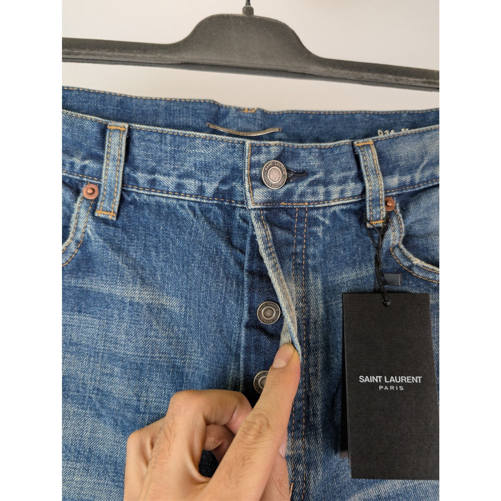 Saint Laurent Paris o1rshd1 Mick Jeans in Authentic Vintage Blue Size US 33 - 6 Thumbnail