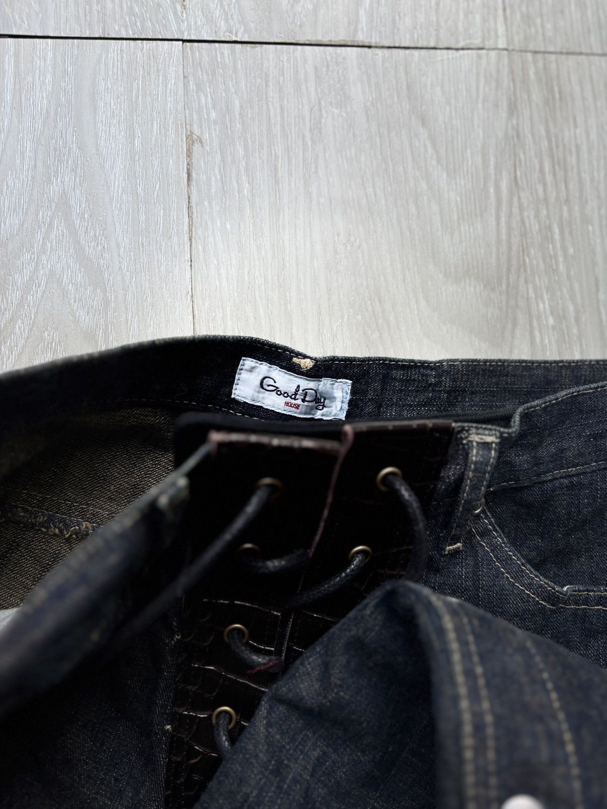 Japanese Brand VERTGARMENTS lace up flare jeans Size US 27 - 3 Thumbnail
