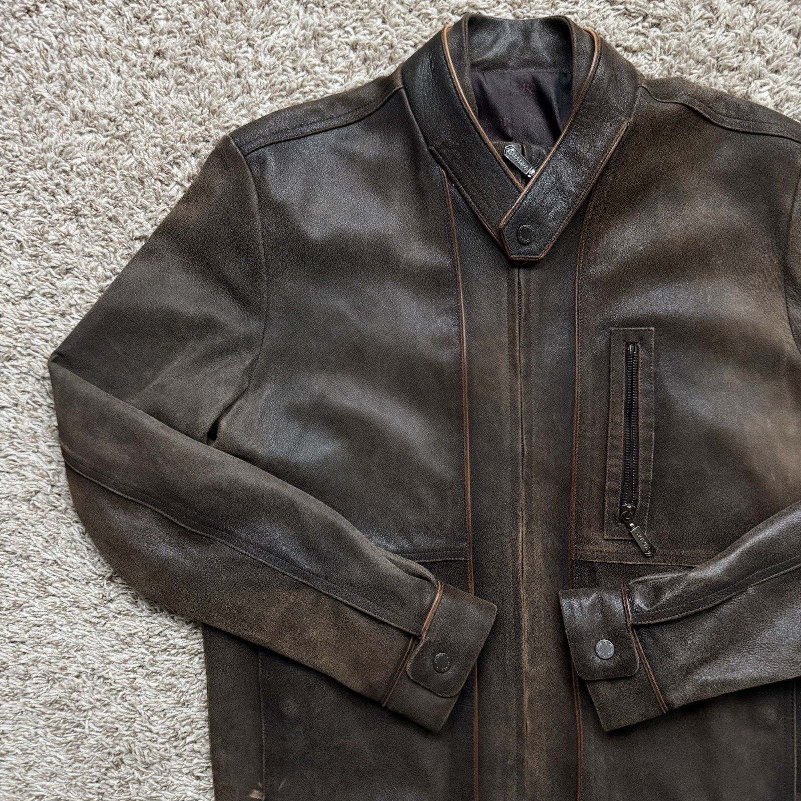Cuadra Cuadra Brown Leather Jacket Honey Ovine Lamb Leather Moto Size US M / EU 48-50 / 2 - 7 Thumbnail