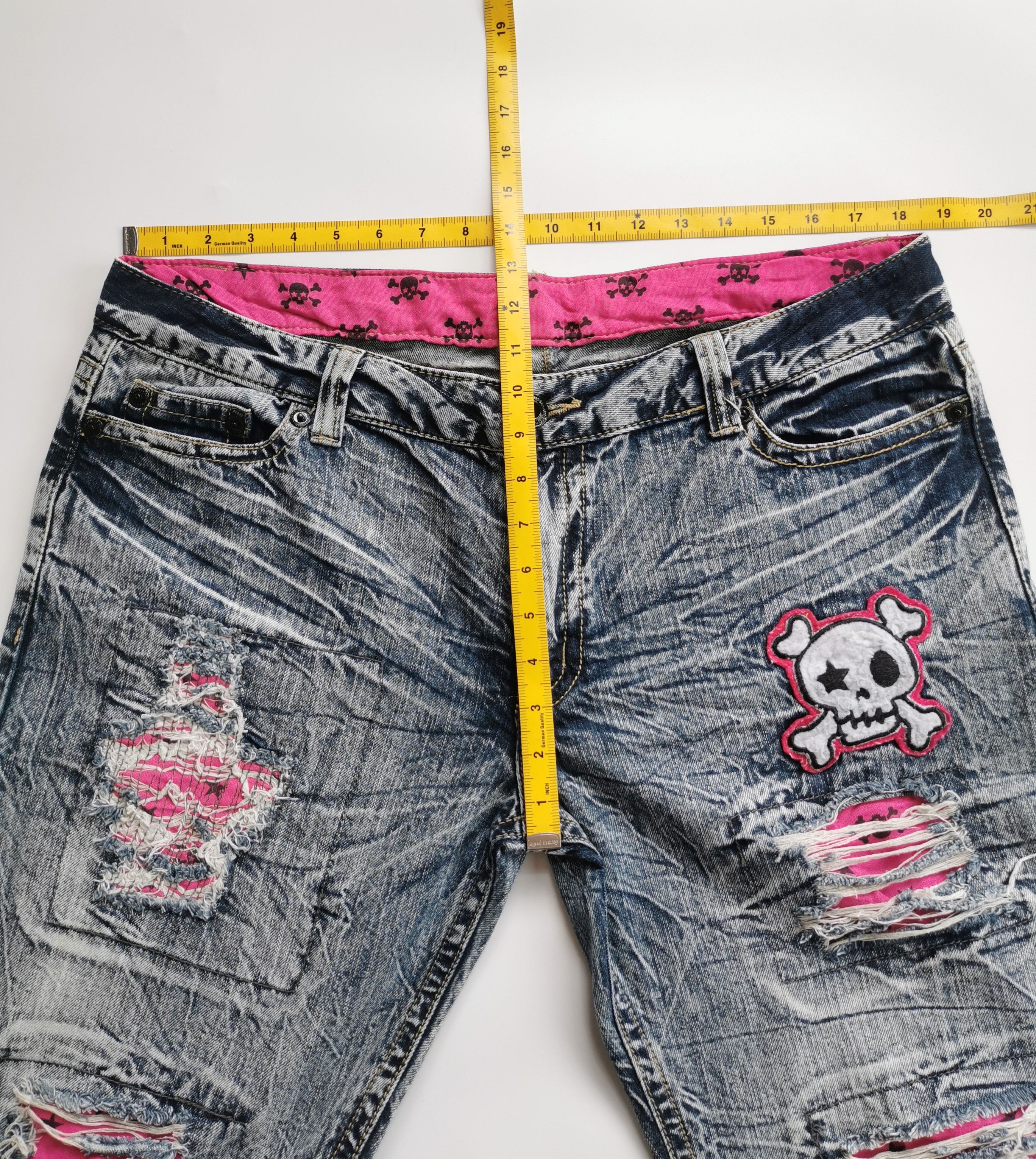 Number (N)ine Vintage Acid Wash Skull Patchwork Distressed Jeans Size US 37 - 11 Thumbnail