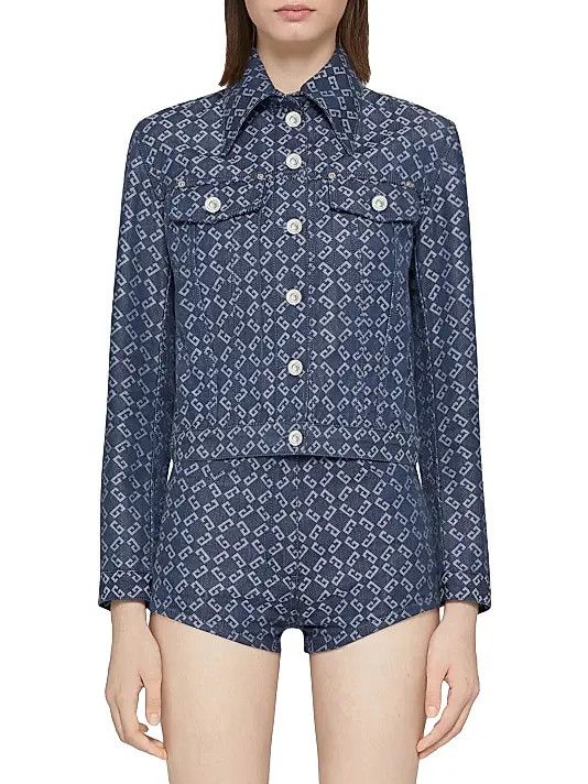 Givenchy o1w1db10326 Monogram Denim Jacket in Blue Size XXS / US 00 / IT 34 - 3 Thumbnail