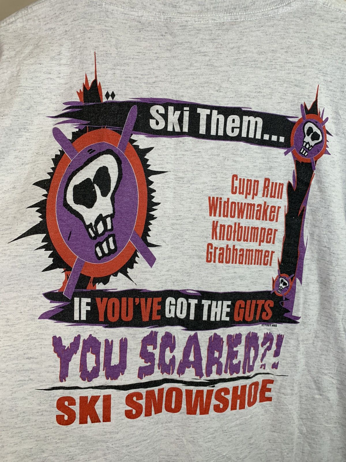 Vintage *RARE* Vintage 90’s You Scared?! Ski Snowshoe Skiing T-Shirt Size US XL / EU 56 / 4 - 3 Thumbnail
