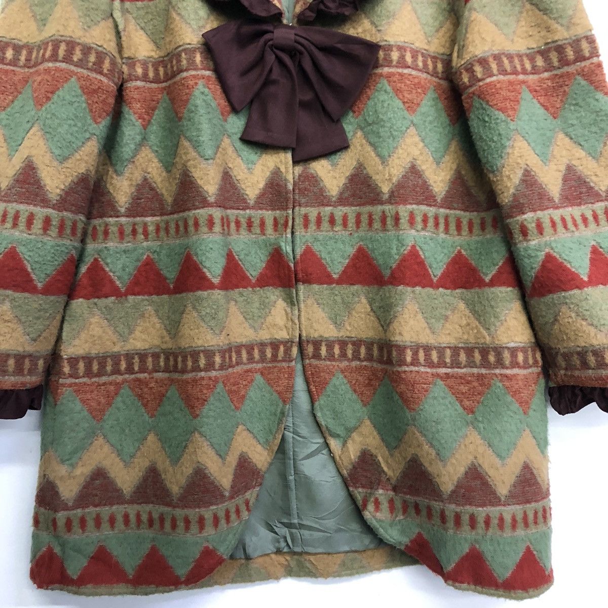 Japanese Brand Femminino Prisco Motive Stripe Design Wool Outer Jacket Size XS / US 0-2 / IT 36-38 - 8 Thumbnail