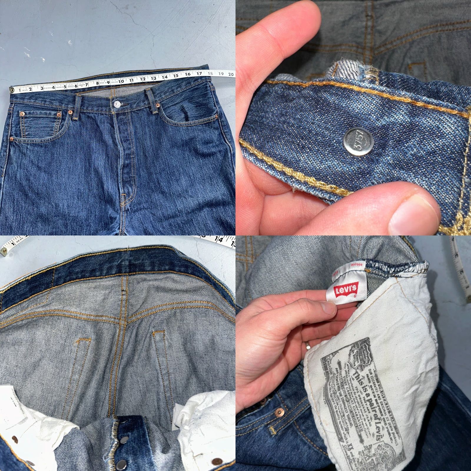 Levi's VINTAGE Levi's Jeans 501 36x32 Medium Blue Levi's 501 Series Straight 90s Mens Jeans Size US 36 / EU 52 - 8 Thumbnail