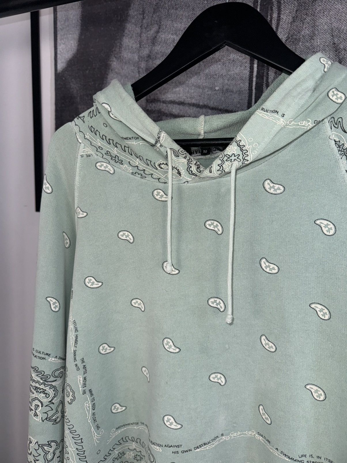 Raf Simons 🚭ARCHIVE GRAIL🚭 F/W 2004-2005 "WAVES" SEAFOAM PAISLEY HOODIE Size US XL / EU 56 / 4 - 5 Thumbnail