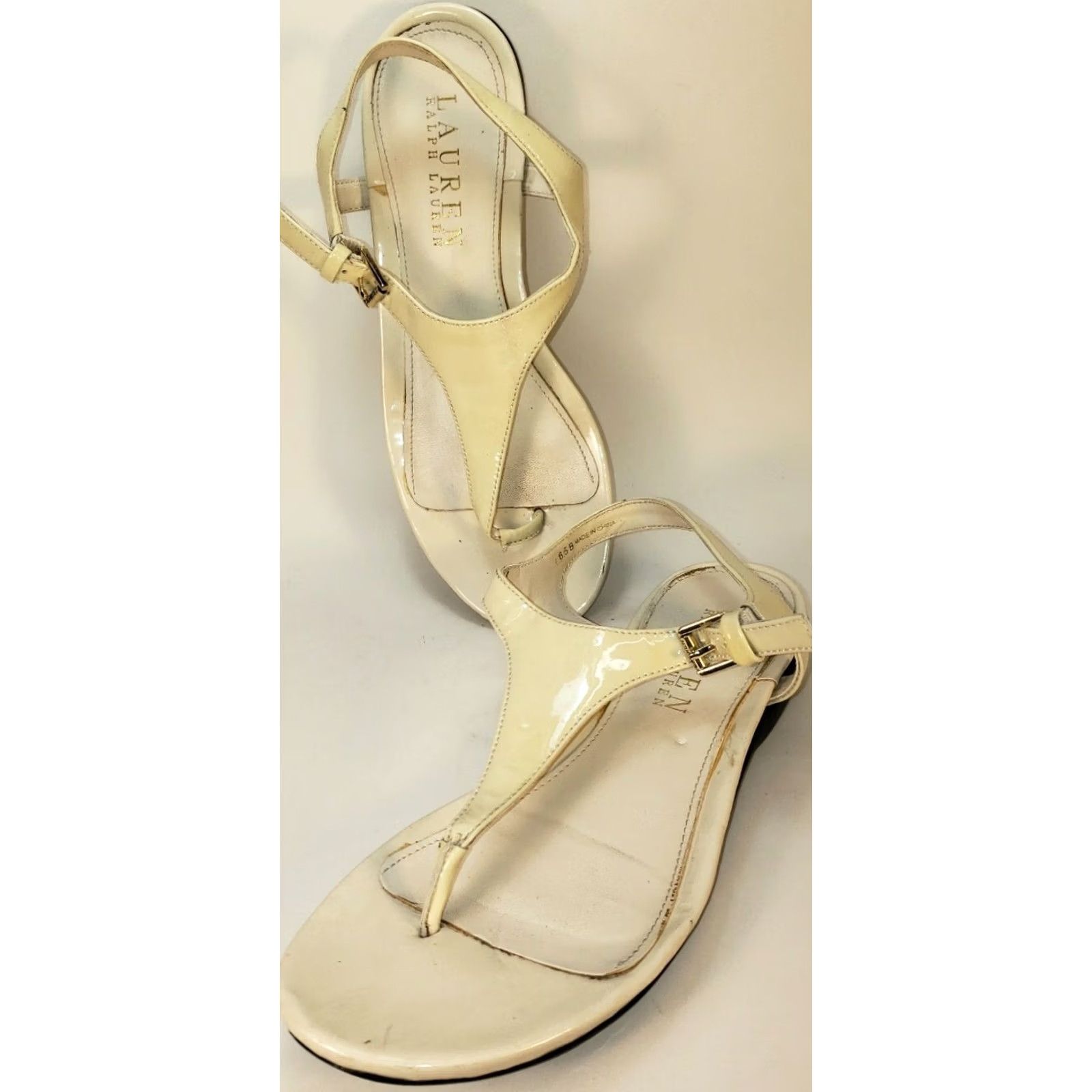 Ralph Lauren Ralph Lauren Sandal Women's Size 6.5B Ivory Leather Slingback Toe Post Size US 7 / IT 37 - 2 Thumbnail