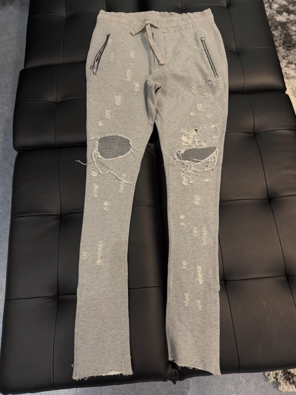 Amiri AMIRI Grey Distressed Sweatpants Men’s Size XS Size US 28 / EU 44 - 2 Thumbnail