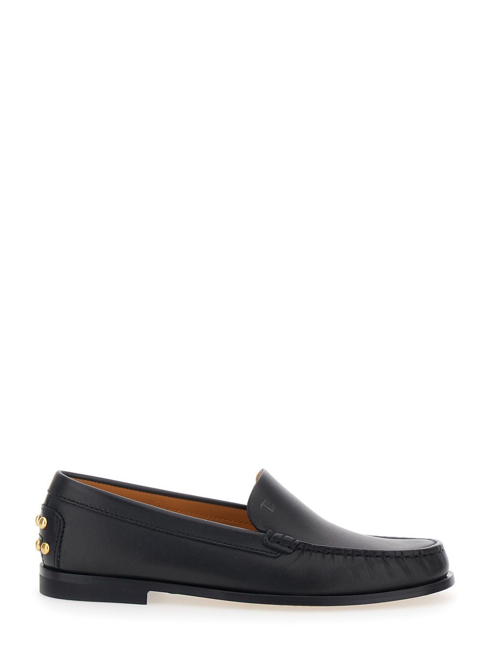 Tod's Loafers Black "Loafers with Embossed Logo and Stud Details on the Back" in Leather Women Size US 8 / IT 38 - 1 Thumbnail