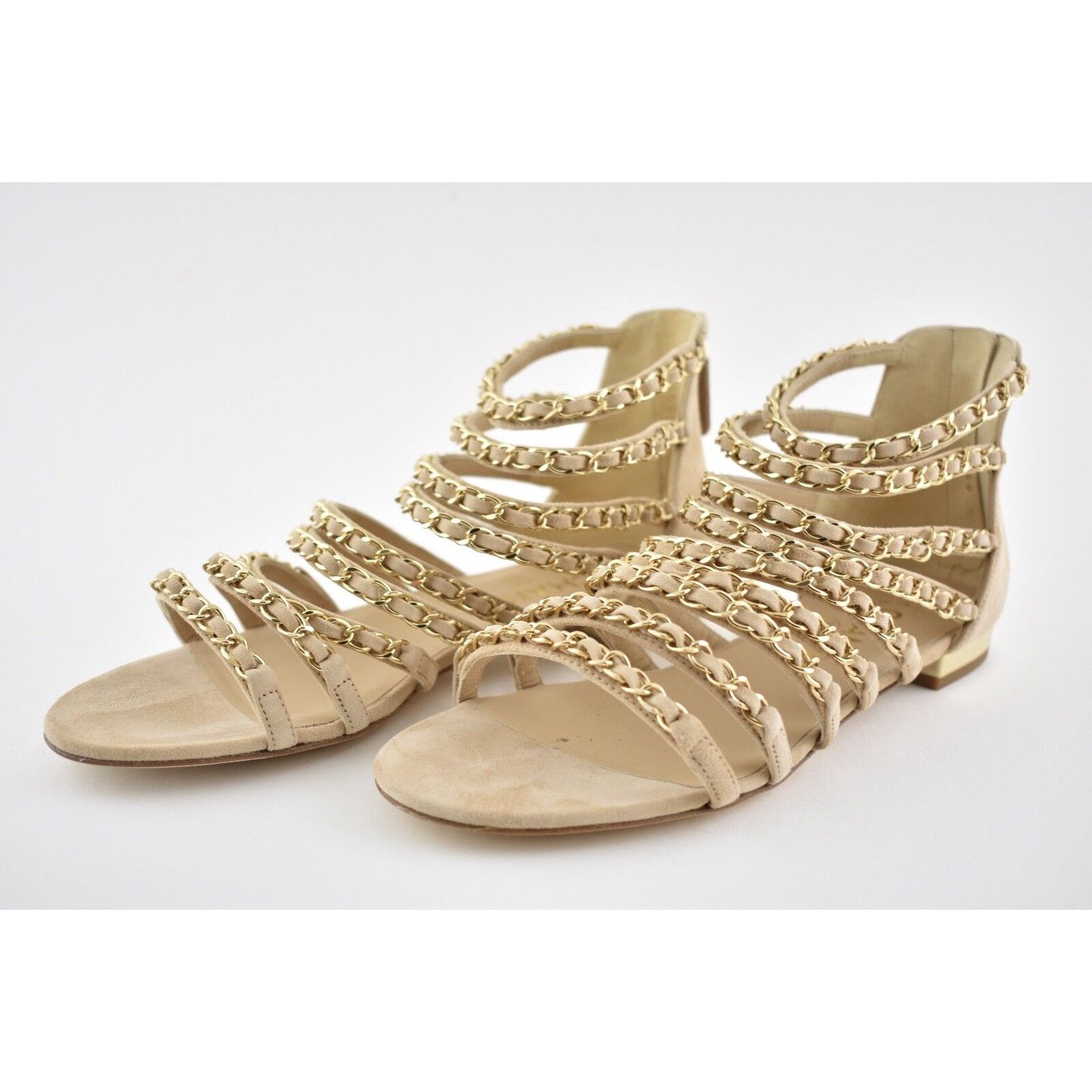 Chanel Chanel 18P Beige Suede Chain Gold CC Gladiator Strap Size US 6.5 / IT 36.5 - 8 Thumbnail