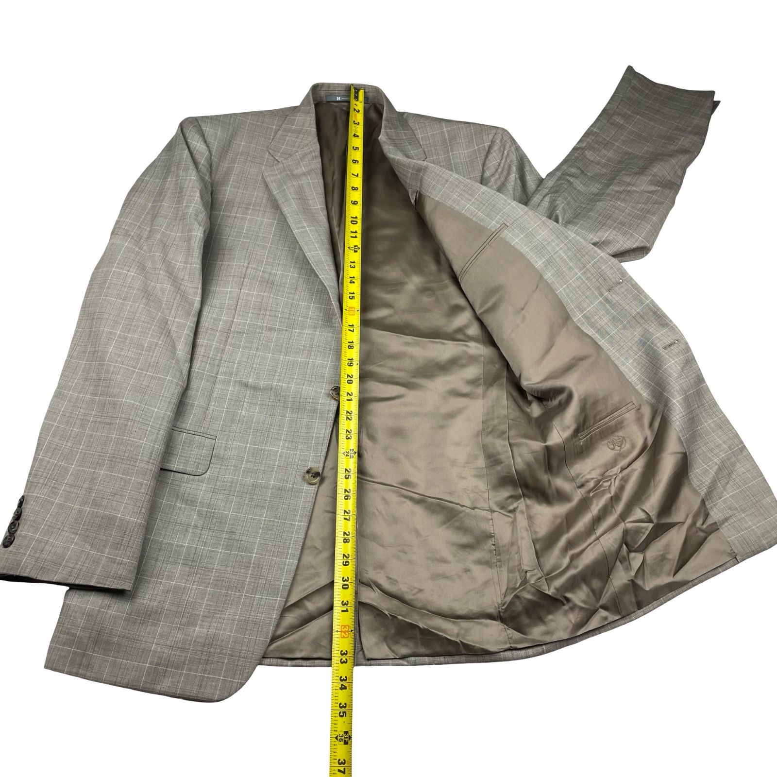 Hickey Freeman Hickey Freeman Men’s 100% Wool 2-Button Suit Beige/Brown Pla Size 40R - 9 Thumbnail