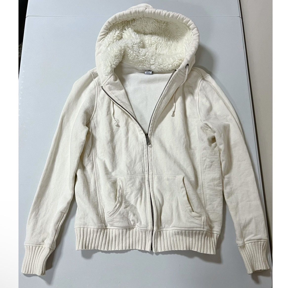 Gap White Fur Lined Zipper Sweater Sweatshirt Hoodie Size S 🤍✨ Size S / US 4 / IT 40 - 2 Thumbnail