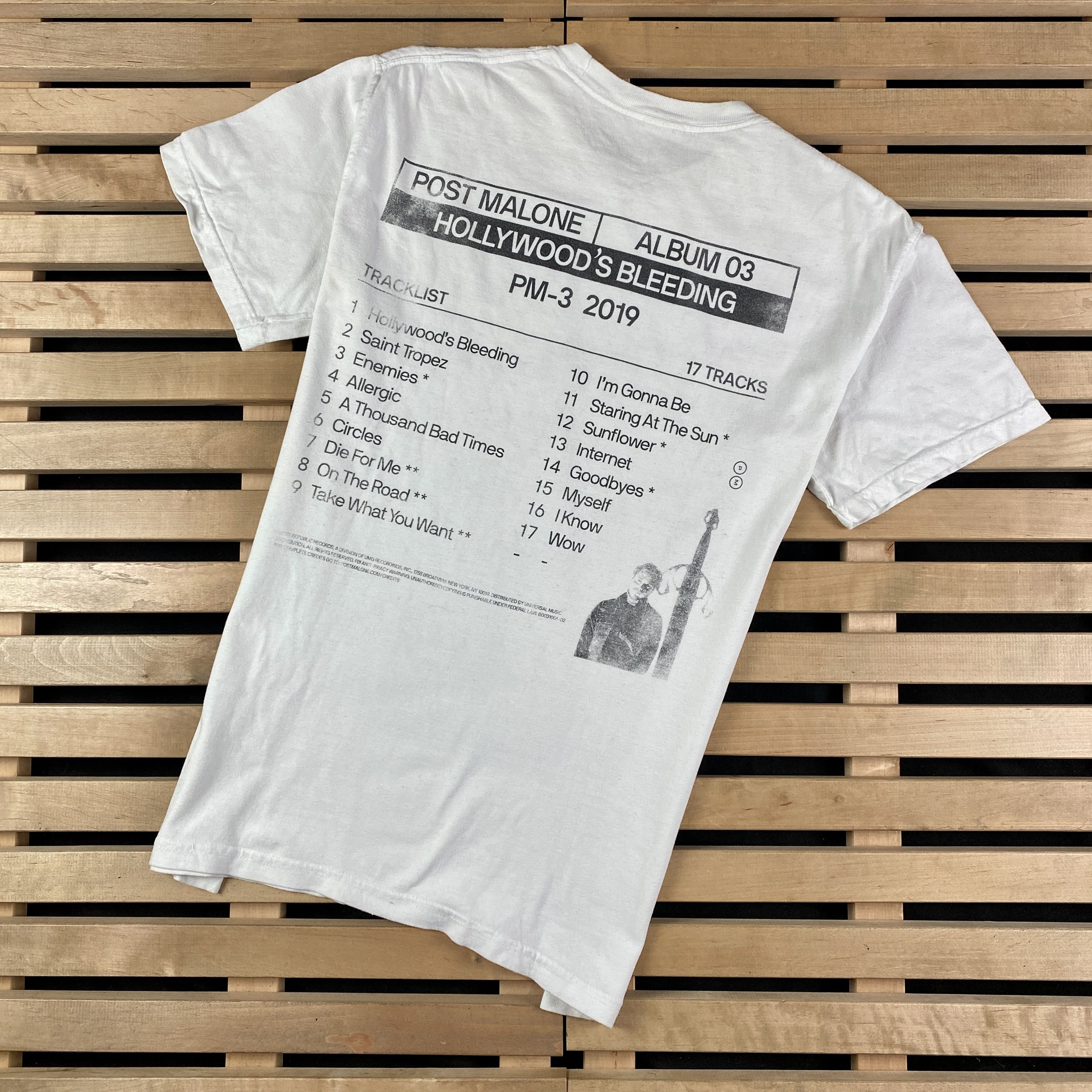 Rap Tees Mens T-Shirt Post Malone Hollywood's Bleeding 2019 Size M Size US M / EU 48-50 / 2 - 4 Thumbnail