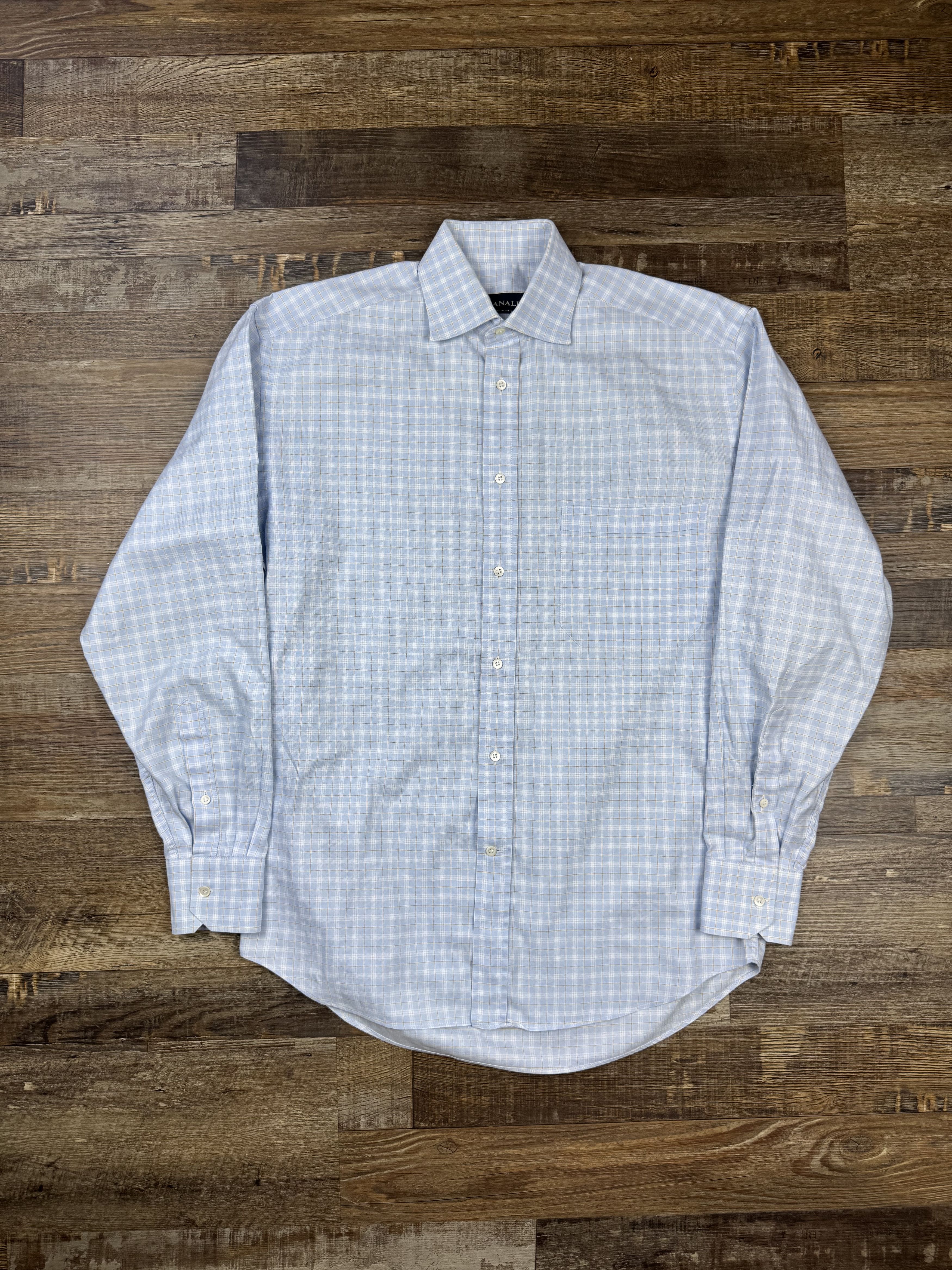 Canali Canali 15/38 Cotton Gingham Button Down Dress Shirt Luxury Size US M / EU 48-50 / 2 - 2 Thumbnail