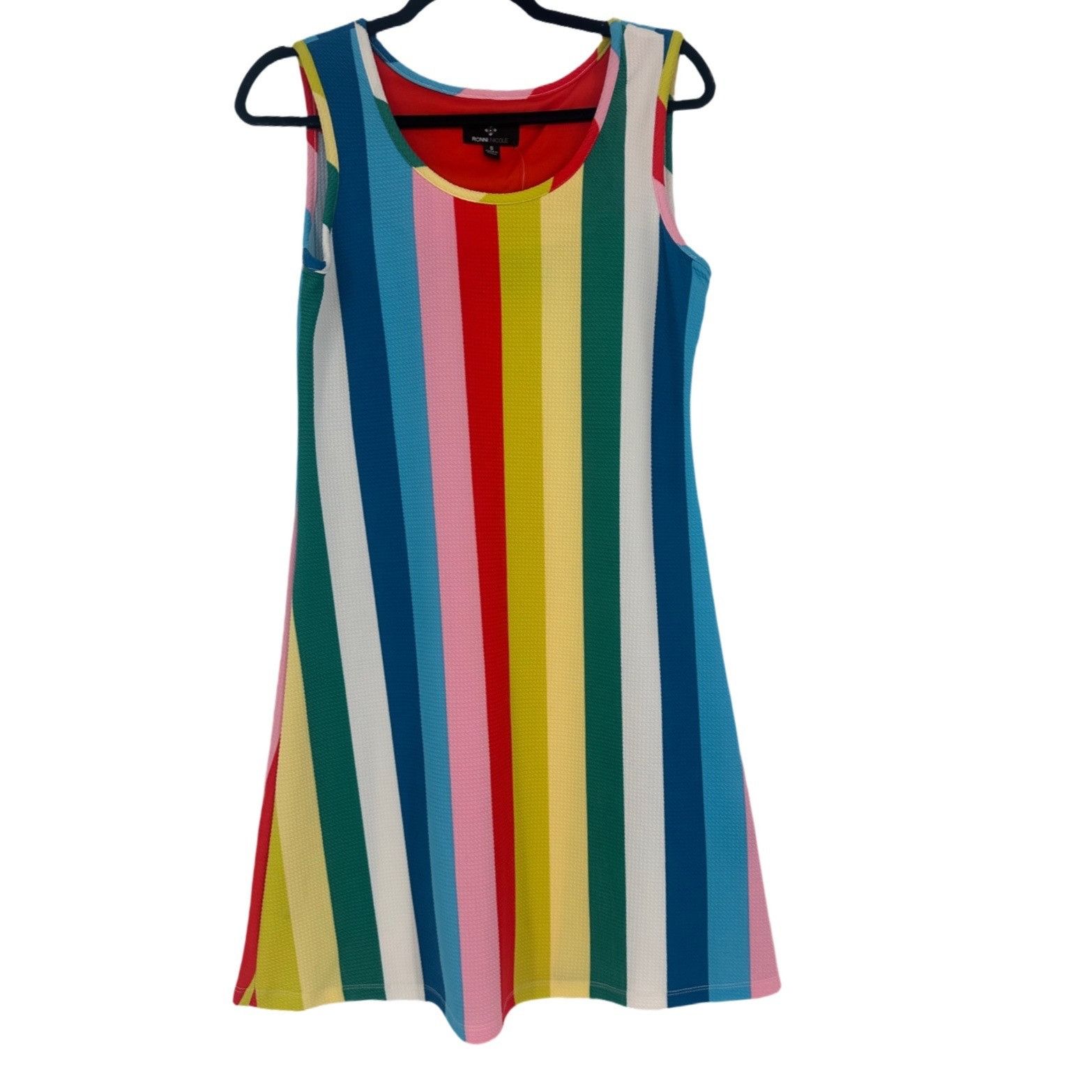 Other NWT Bright Rainbow Stripe Trapeze Waffle Knit Beach Cover Up Size S / US 4 / IT 40 - 2 Thumbnail