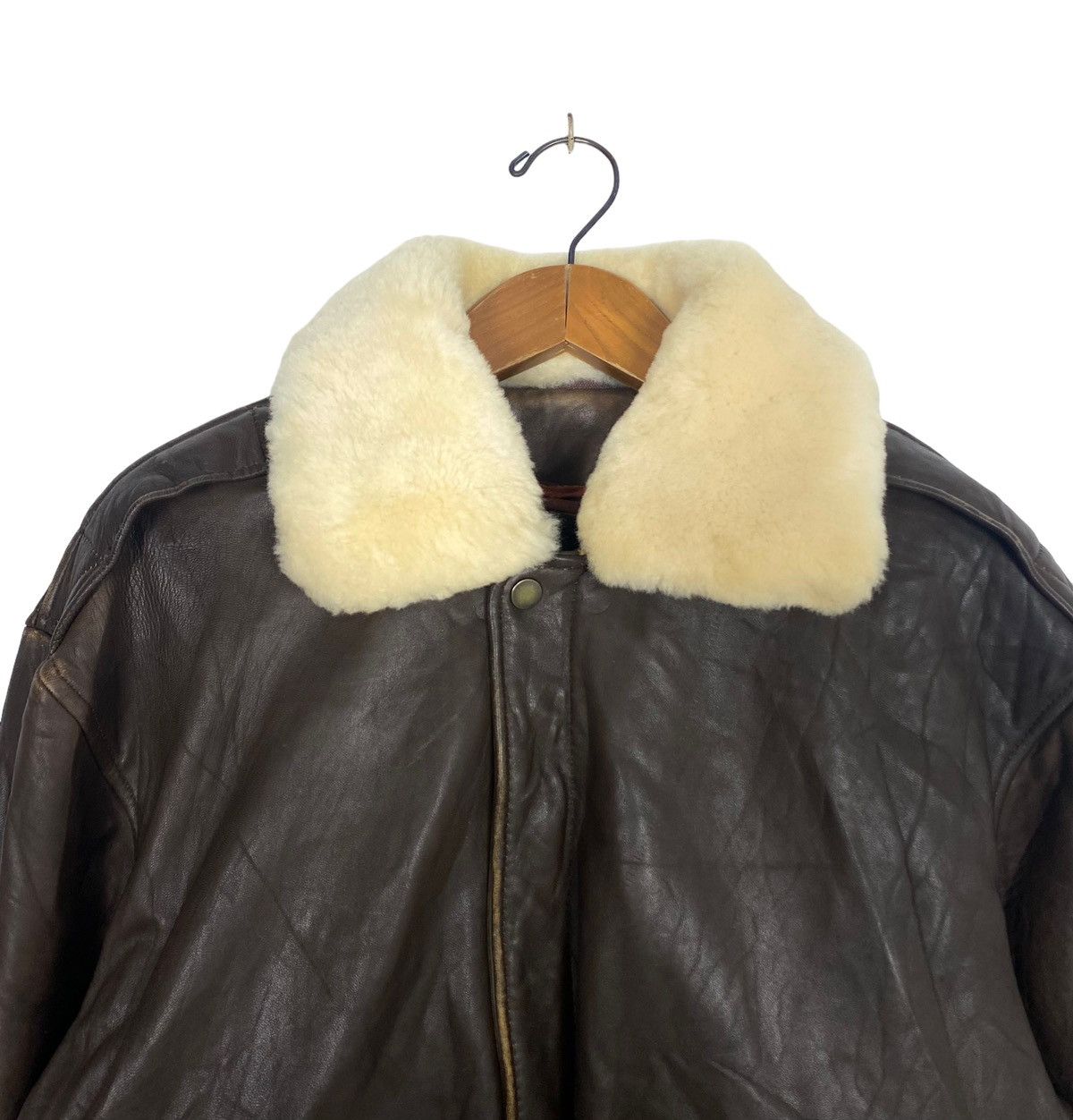 Vintage Rare‼️ Vintage Flight Jacket Sheep Leather Fur Colar Size US M / EU 48-50 / 2 - 5 Thumbnail