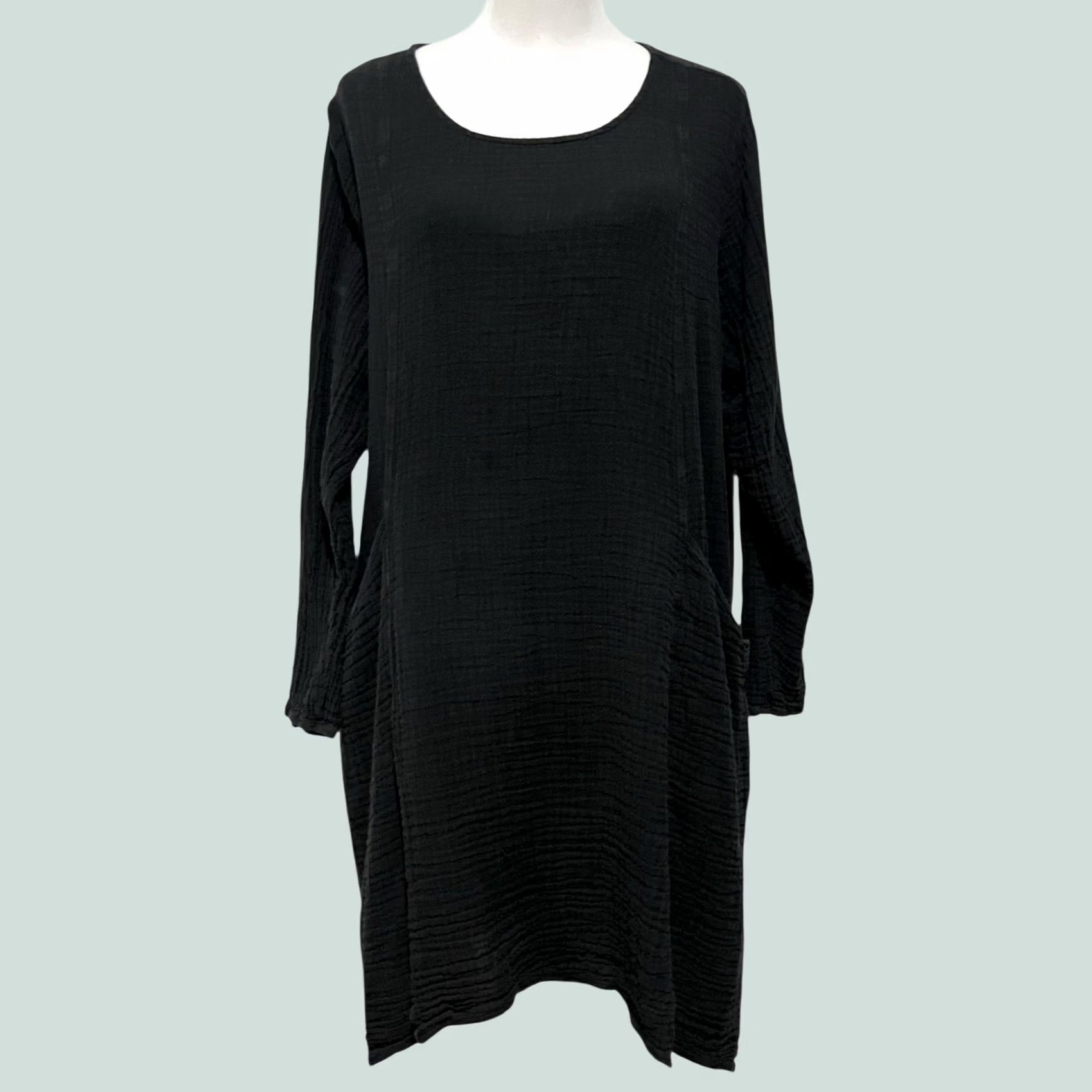 Vintage Shannon Passero Dress Tunic Black 100% Cotton Long Sleeve Sz L Gauzy Vintage? No Size L / US 10 / IT 46 - 1 Thumbnail