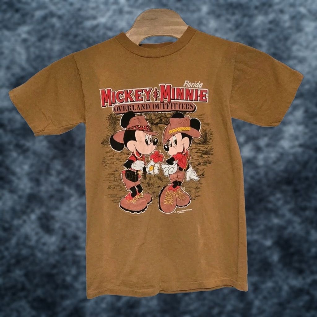 Vintage VINTAGE Mickey & Minnie Florida Overland Outfitters T Shirt Unisex Adults M Beige 90s 80s Disney Shirt Size US M / EU 48-50 / 2 - 1 Thumbnail