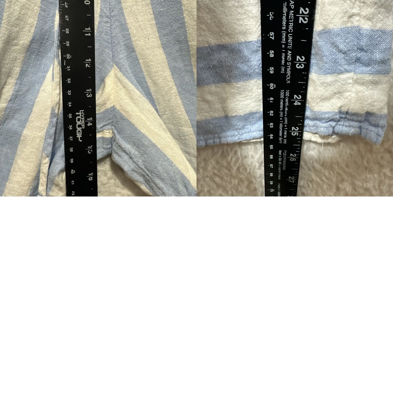 Vintage Lauren Conrad Pants Women’s Large Blue White Stripe Linen Wide-Leg Cropped (LC Lauren Conrad) Size 36" / US 14 / IT 50 - 9 Thumbnail