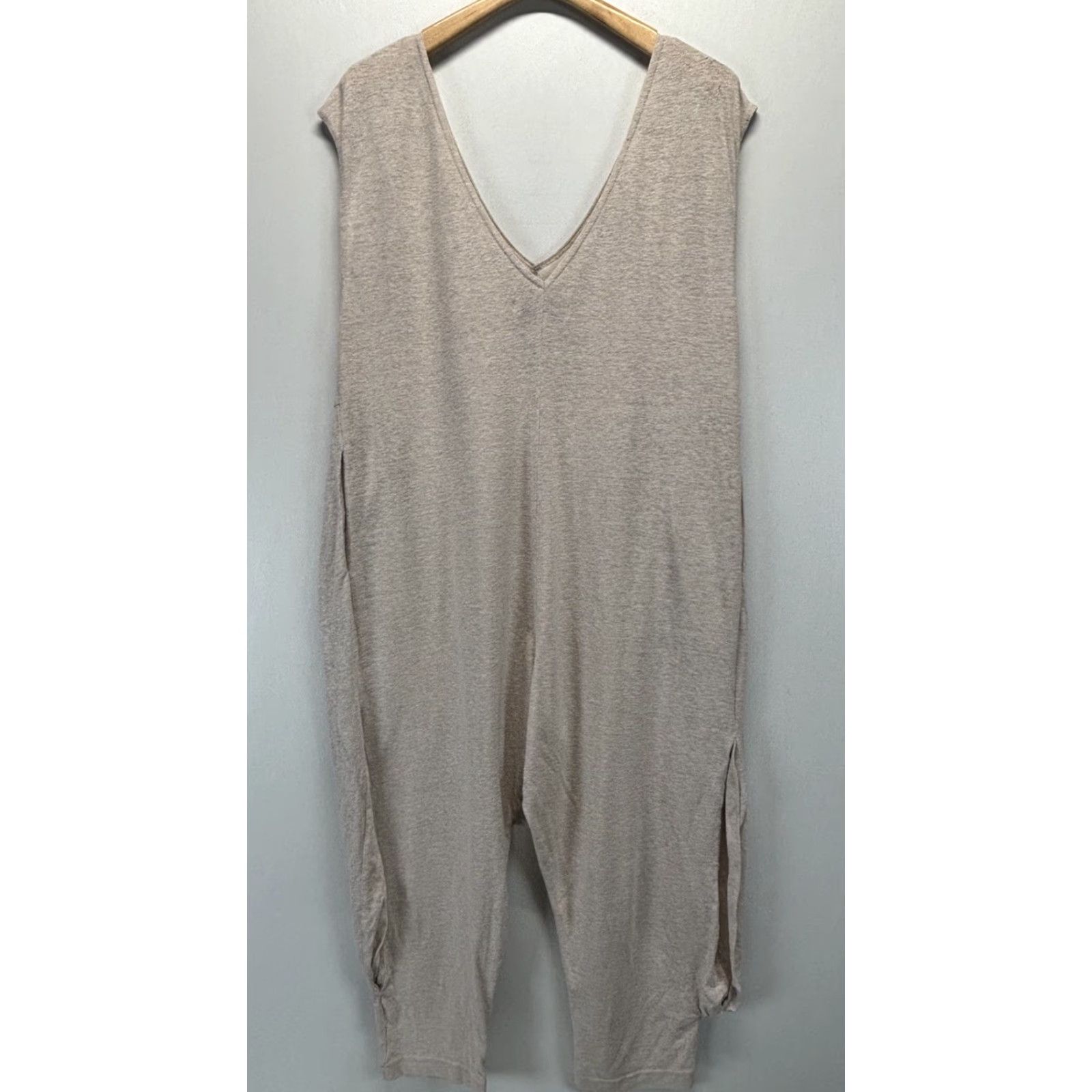 Free People Free People Linen Blend Jumpsuit Women’s Medium Beige Beach Sleeveless Oversized Summer Casual Size 32" / US 10 / IT 46 - 3 Thumbnail
