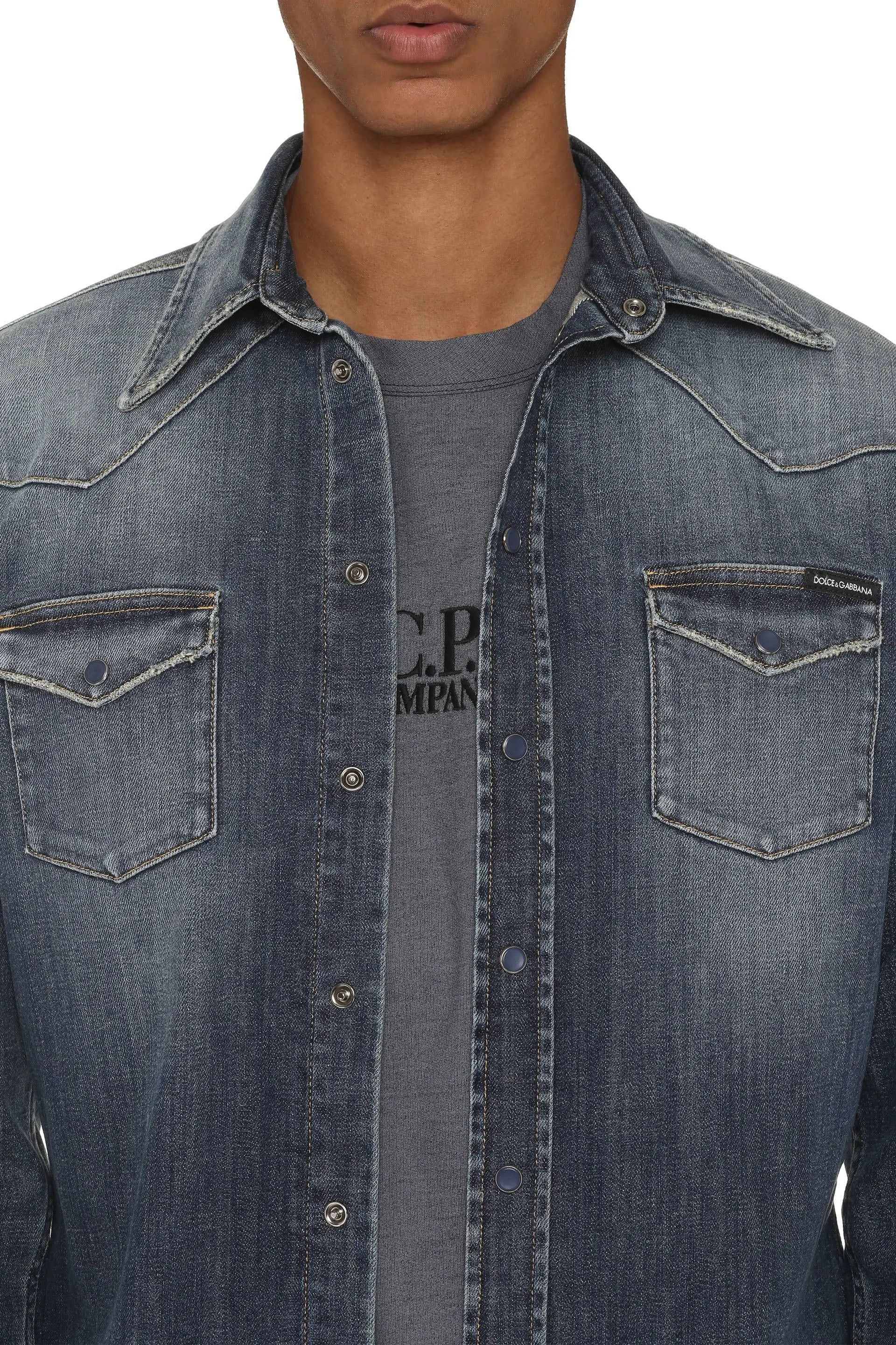 Dolce & Gabbana o1s22i1n0924 Denim Stretch Shirt in Blue Size US S / EU 44-46 / 1 - 2 Thumbnail