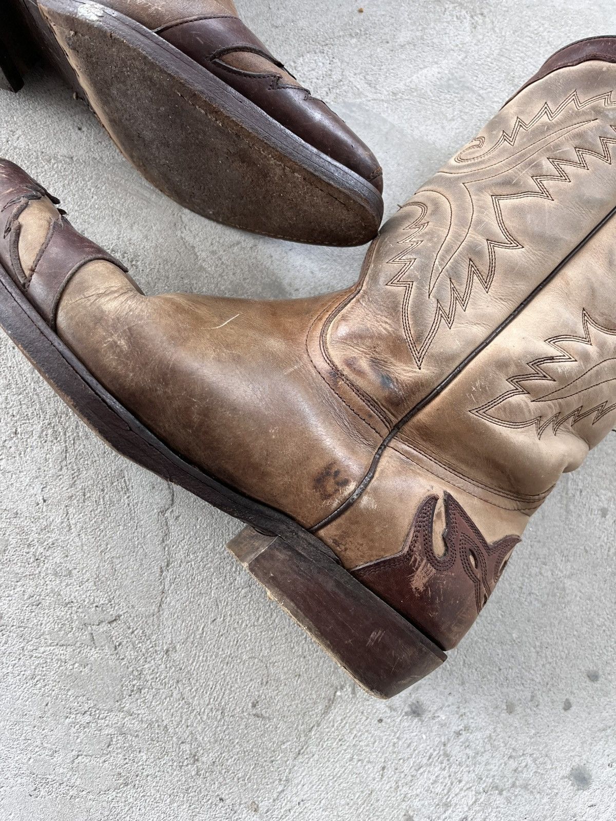 Cowboy Equipment Vintage Sancho Leather Western Cowboy Boots Rare AvantGarde Size US 8 / EU 41 - 7 Thumbnail