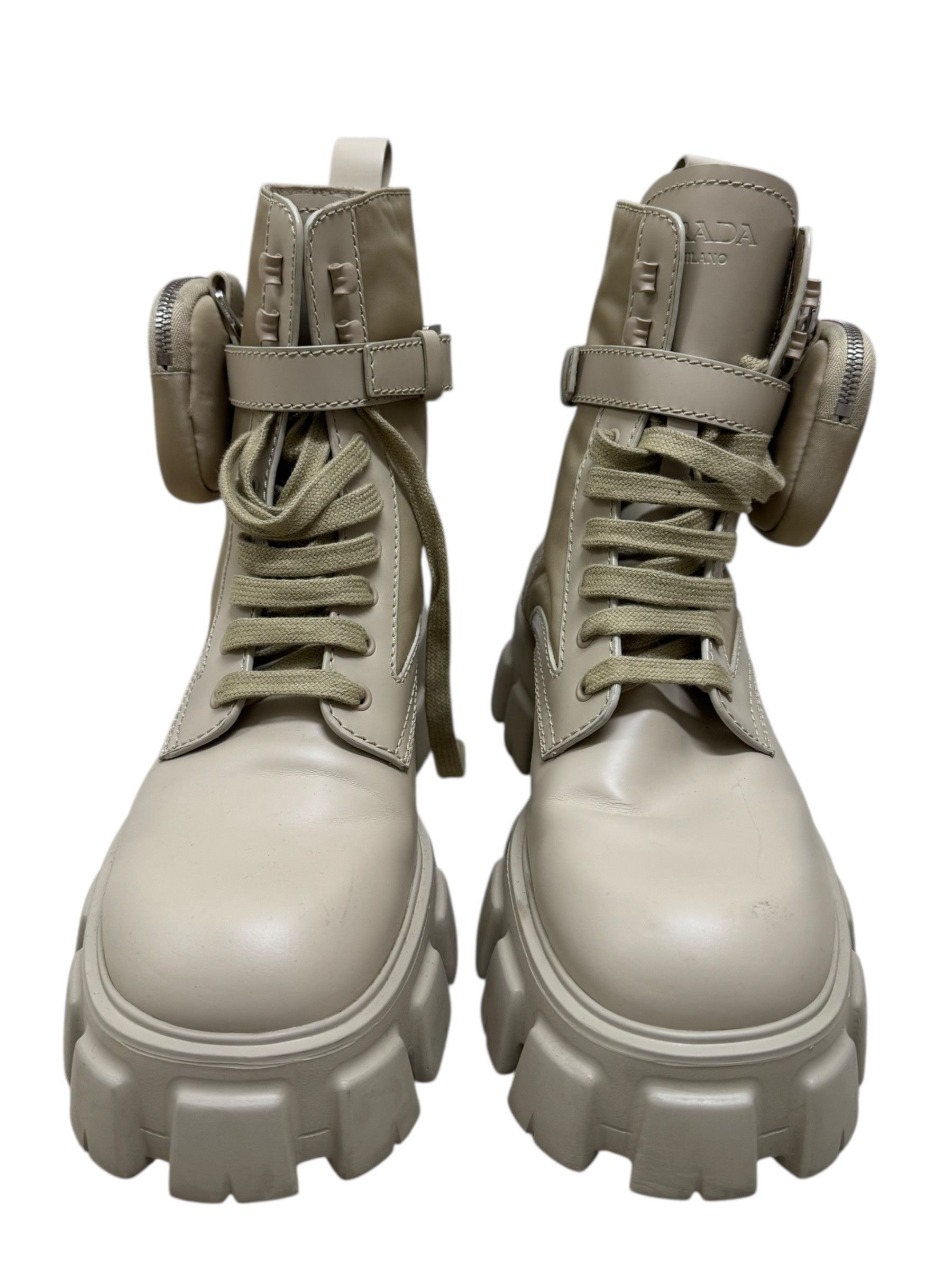 Prada Prada Desert Beige Nylon & Leather Monolith Pouch Boots Mens Size US 8.5 / EU 41-42 - 2 Thumbnail
