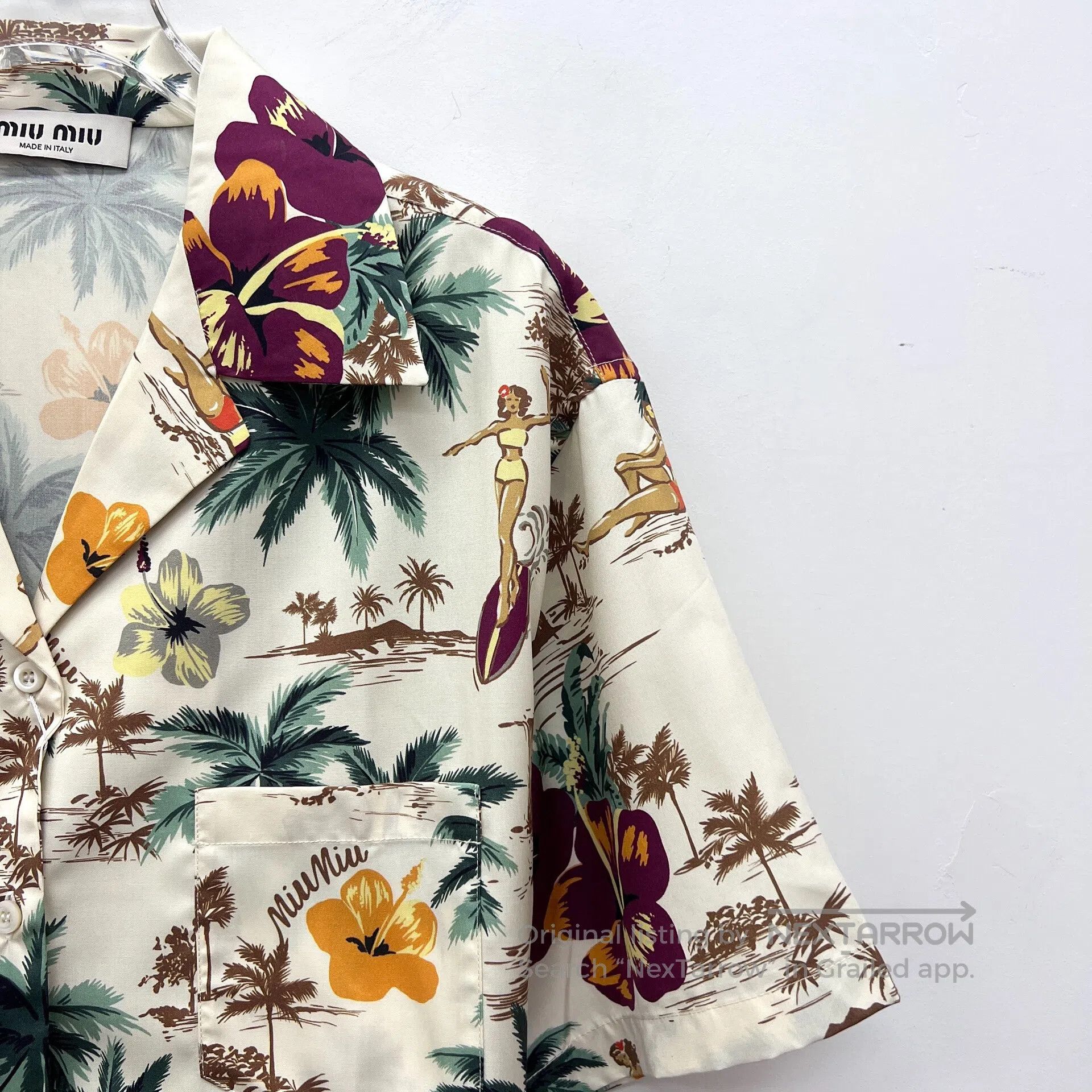 Miu Miu Miu Miu Color Blocked Palm Tree Floral Printed Silk Revers Size XS / US 0-2 / IT 36-38 - 3 Thumbnail