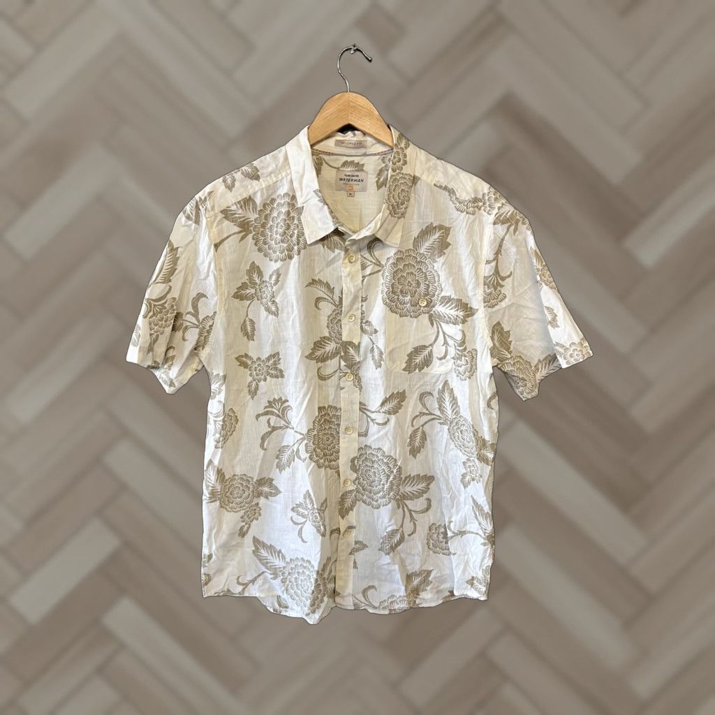 Quiksilver Quiksilver Waterman Mens White Short Sleeve Button-Up Floral Pattern XL Size US 36 / EU 52 - 1 Thumbnail