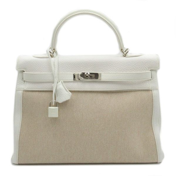 image of Hermes Toile Kelly 35 in White, Women's