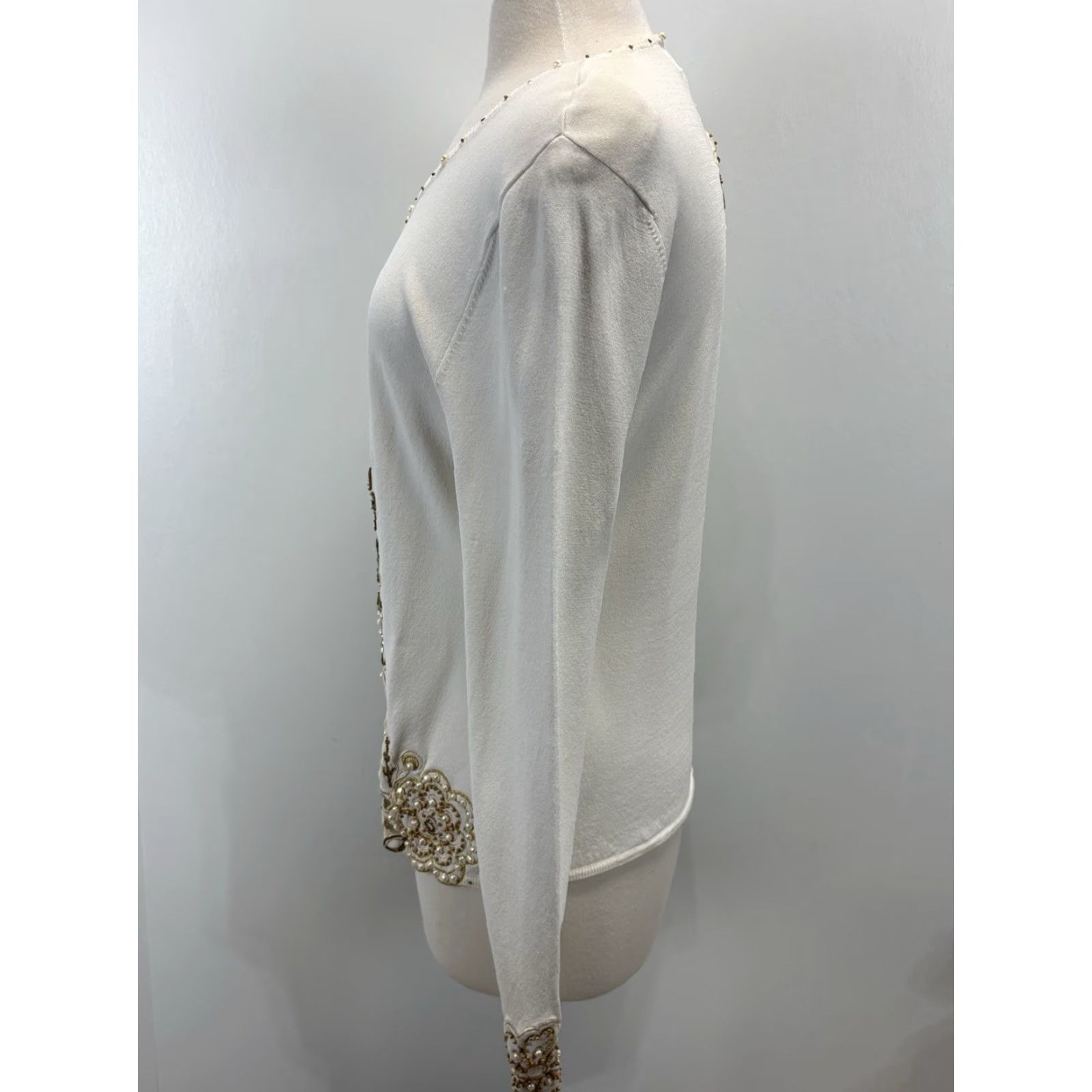 Vintage NEW! Vtg Just B Cardigan Sz Large Women’s Ivory Beaded Embroidered Embellished Size L / US 10 / IT 46 - 2 Thumbnail