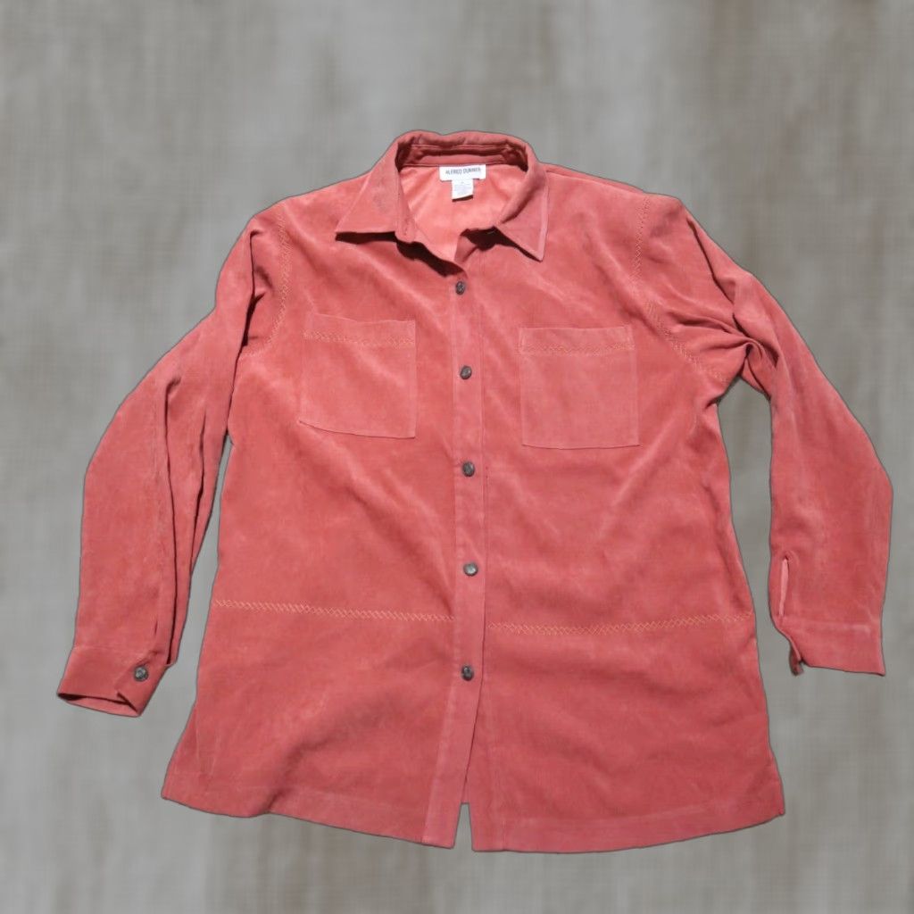 Vintage Alfred Dunner Red Button Up Coat Jacket Women's 10 Long Sleeve Lightweight All Seasons Fall Winter Business Formal Party/Cocktail Womens Size L / US 10 / IT 46 - 1 Thumbnail