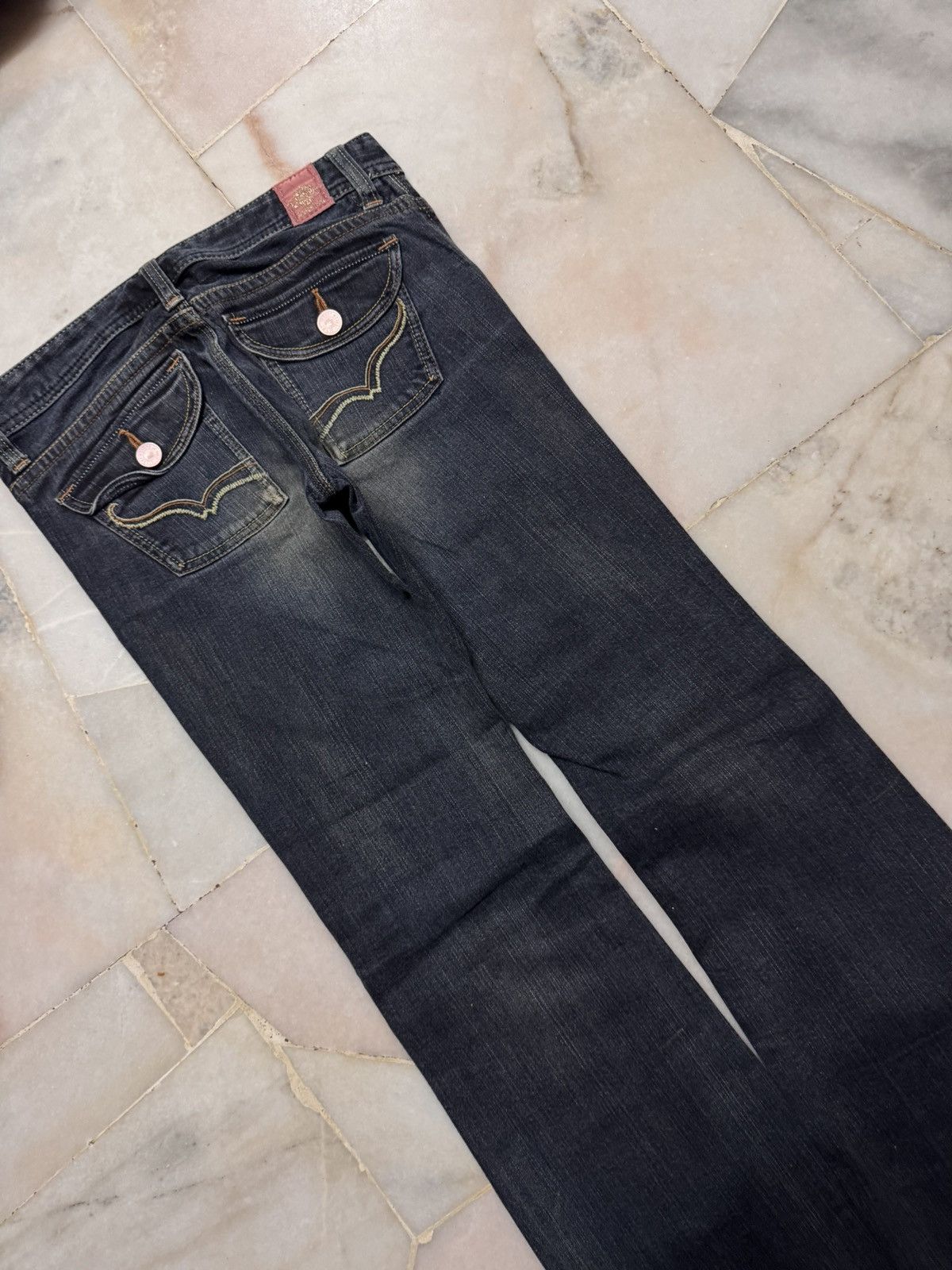 Tornado Mart VINTAGE 2000s GEORGIA BELL BOTTOM BOOTCUT MUD-WASHED Size US 28 / EU 44 - 11 Thumbnail