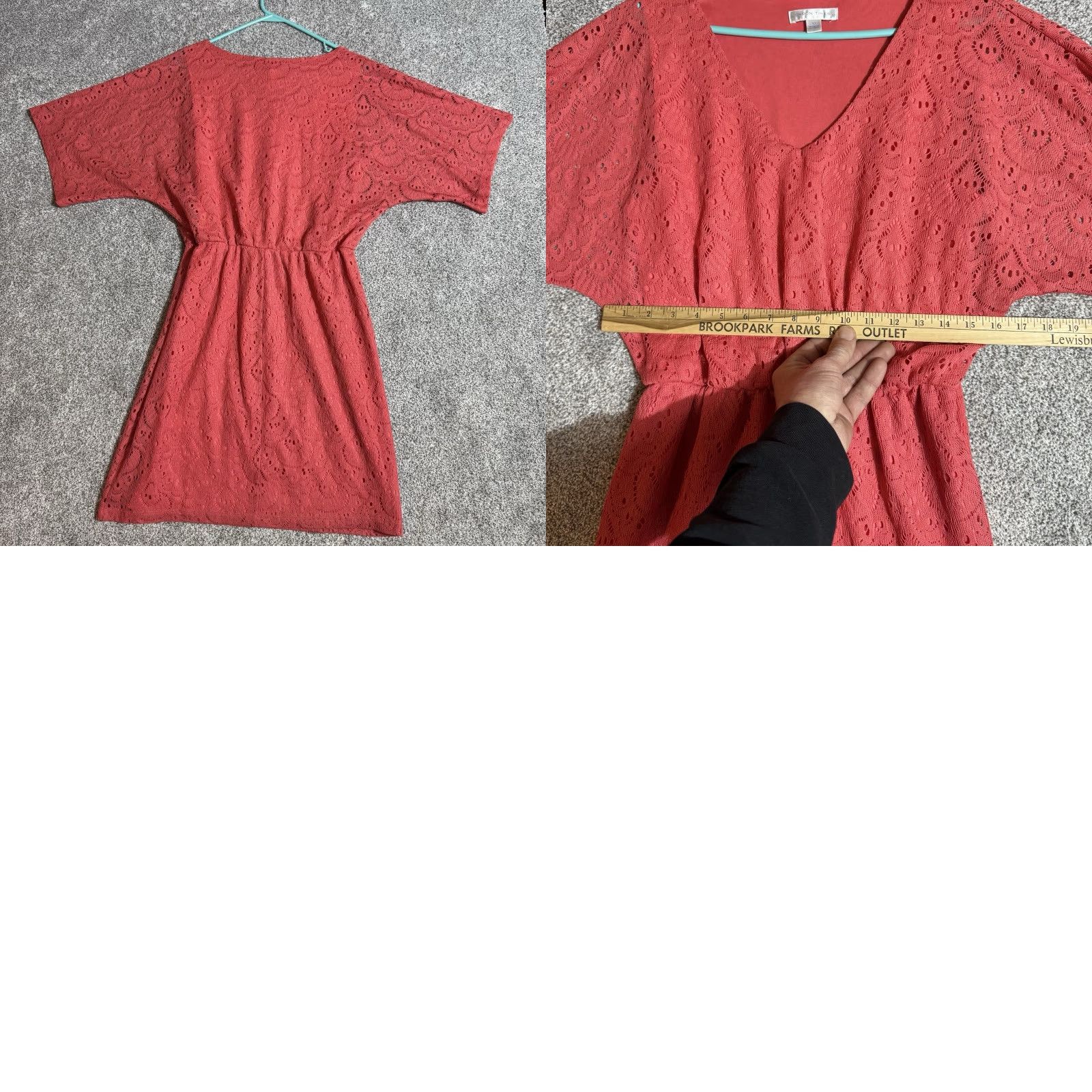 Vintage London Times Lace Dress Casual Boho 12 Pink Knee Length V-Neck Short Sleeve Polyester Lace Dress Womens Blouson Lined Vintage No Size XL / US 12-14 / IT 48-50 - 8 Thumbnail